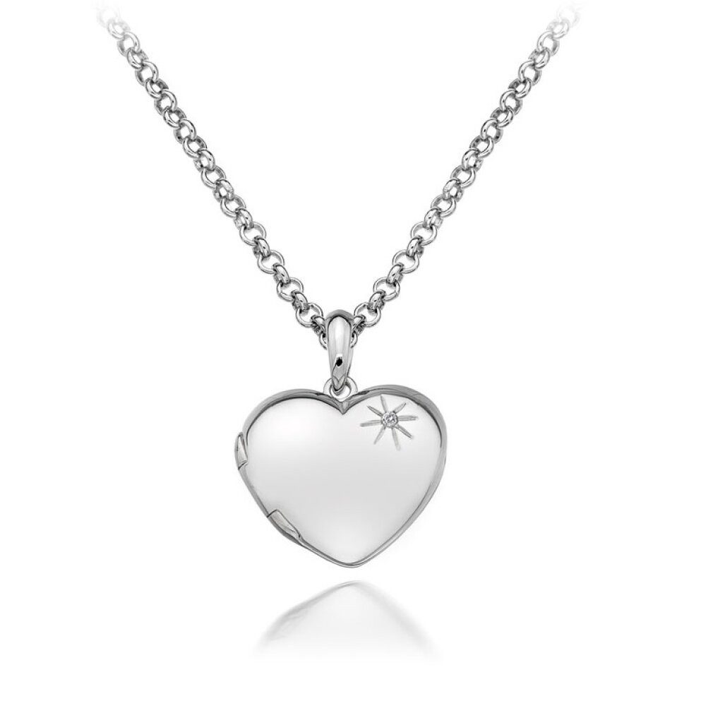 Diamond Kette mit Einhänger Silver necklace DP495 Memoirs Heart Locket