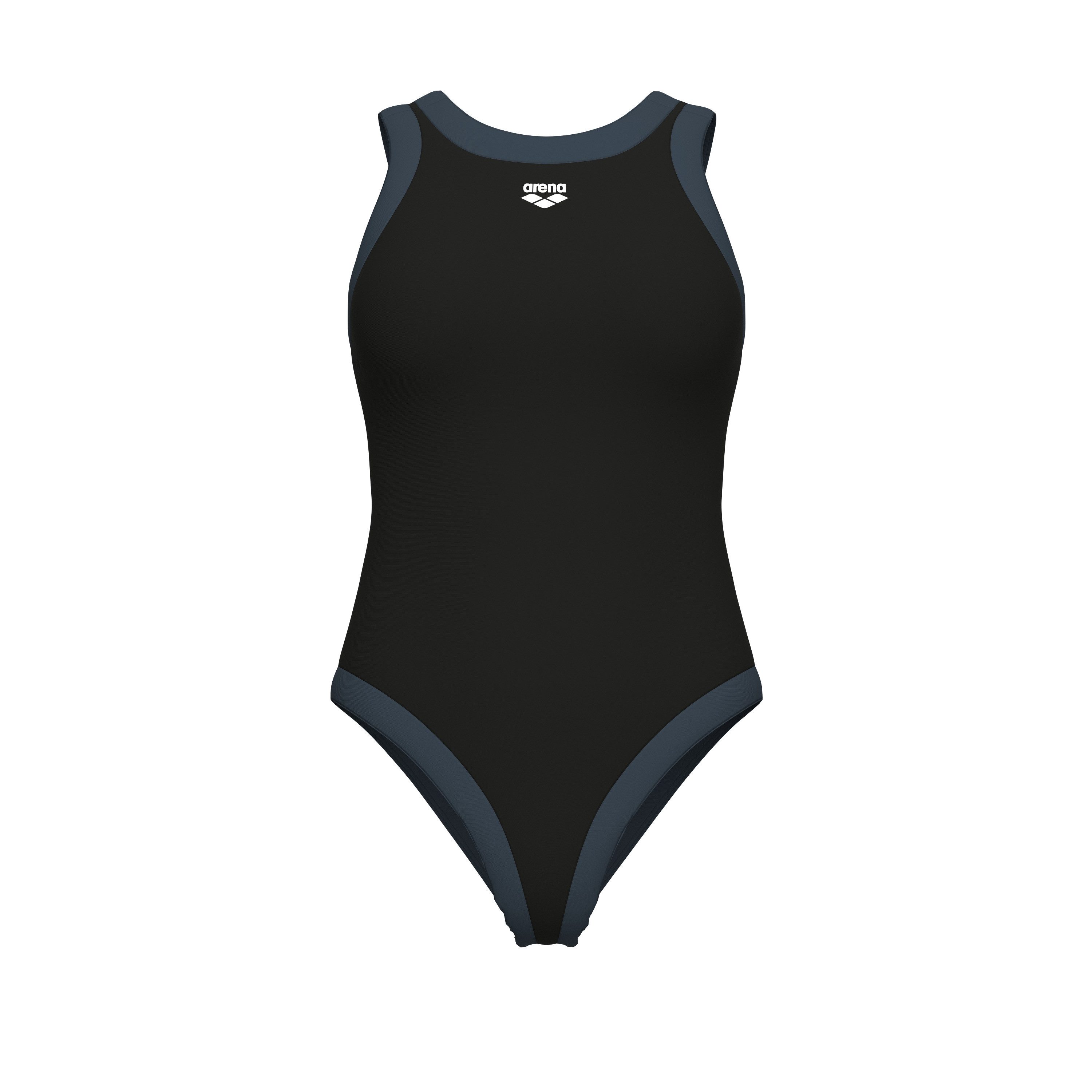 Arena Badeanzug W ARENA BOLD LINES SWIMSUIT mit integriertem UV-Schutz UPF50+, chlor- und salzwasserbeständig