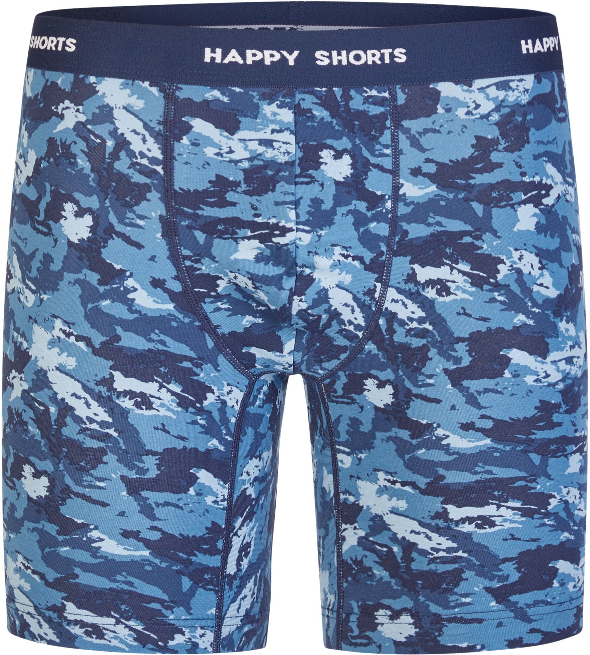HAPPY SHORTS Trunk 2 Happy Shorts Jersey Trunk Lang Herren Boxershort Camouflage - Navy (1-St)