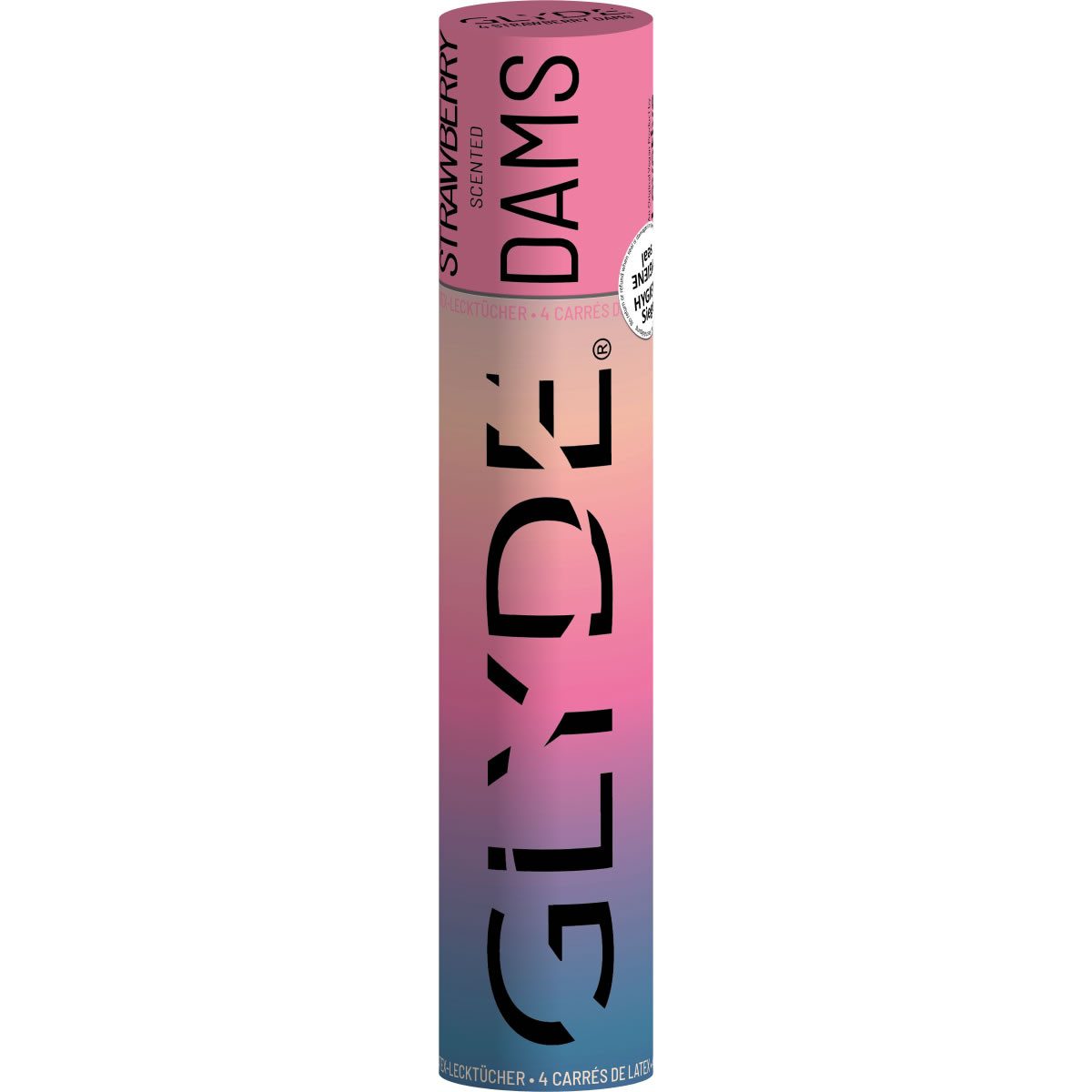 Glyde Презервативы Glyde Oral Dental Dams 4 farbige Latex-Schutz- Lecktücher mit Duft Варианты: Pink/Strawberry, 4 St., seidenweiche Latex-Tücher für Oralverkehr, Pink gefärbt - Lecktücher mit Erdbeerduft