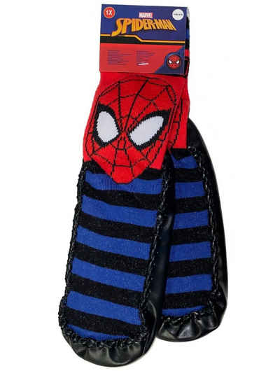 Spiderman Haussocken SPIDERMAN Kindersocken mit Sohle Hausschuhe Socken Jungen + Mädchen Kita, schule, Zuhause, Kindergarten Gr.26/27 28/29 30/31