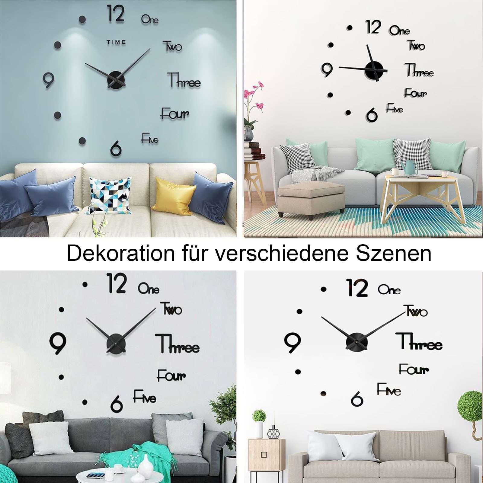 REDOM Wanduhr DIY Wandzeitmesser groß Moderne 3D Design-Wanduhr leise Uhr D günstig online kaufen