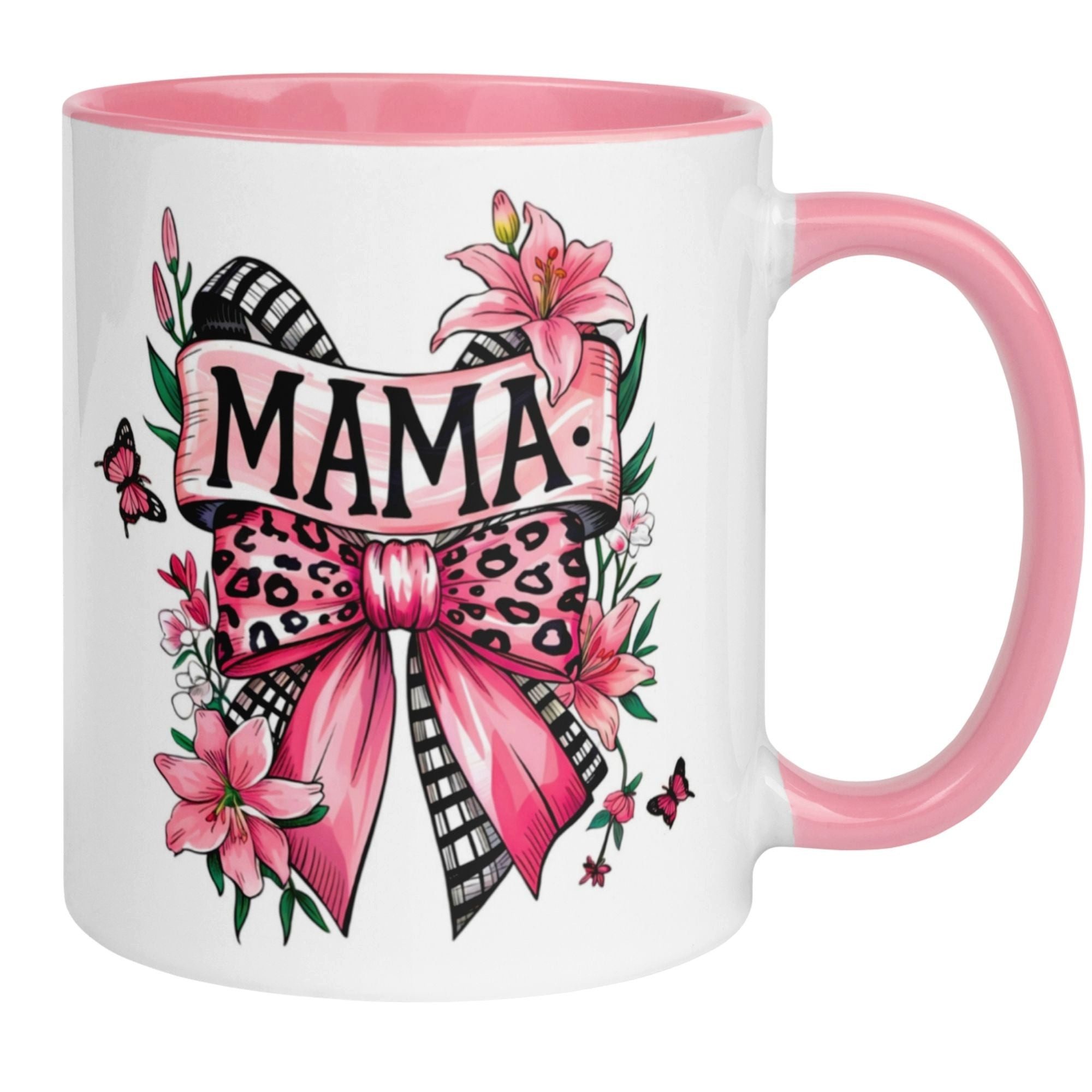 Momentals Tasse Mama – Schmetterling Schleife – Beste Mama Geschenk Becher Weihnachten, Beidseitiger Druck · Links- & Rechtshänder · Spülmaschinenfest