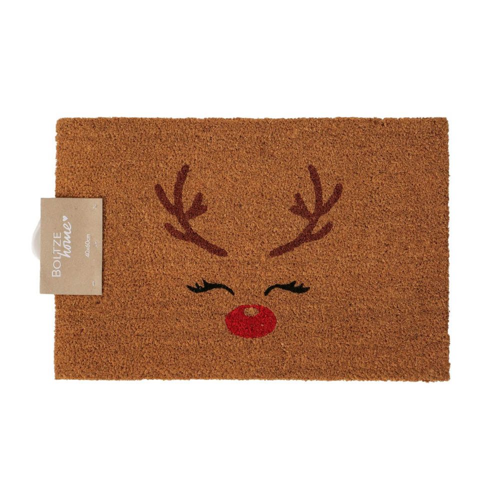 BOLTZE Fußmatte Fußmatte RUDOLPHY natur rot schwarz mit Rentiergesicht Weih günstig online kaufen