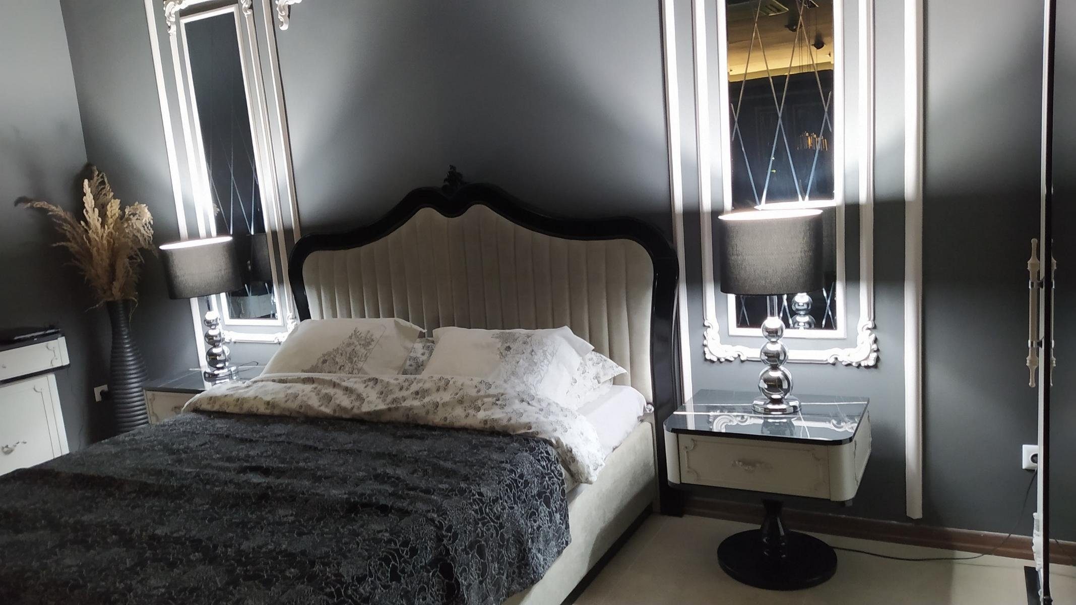 in Möbel Nachttische), Nachttische Luxus Klassische Betten, 2x (3-St., Schlafzimmer-Set Made Bett + 2x Bett JVmoebel 3tlg. Schlafzimmer Europe