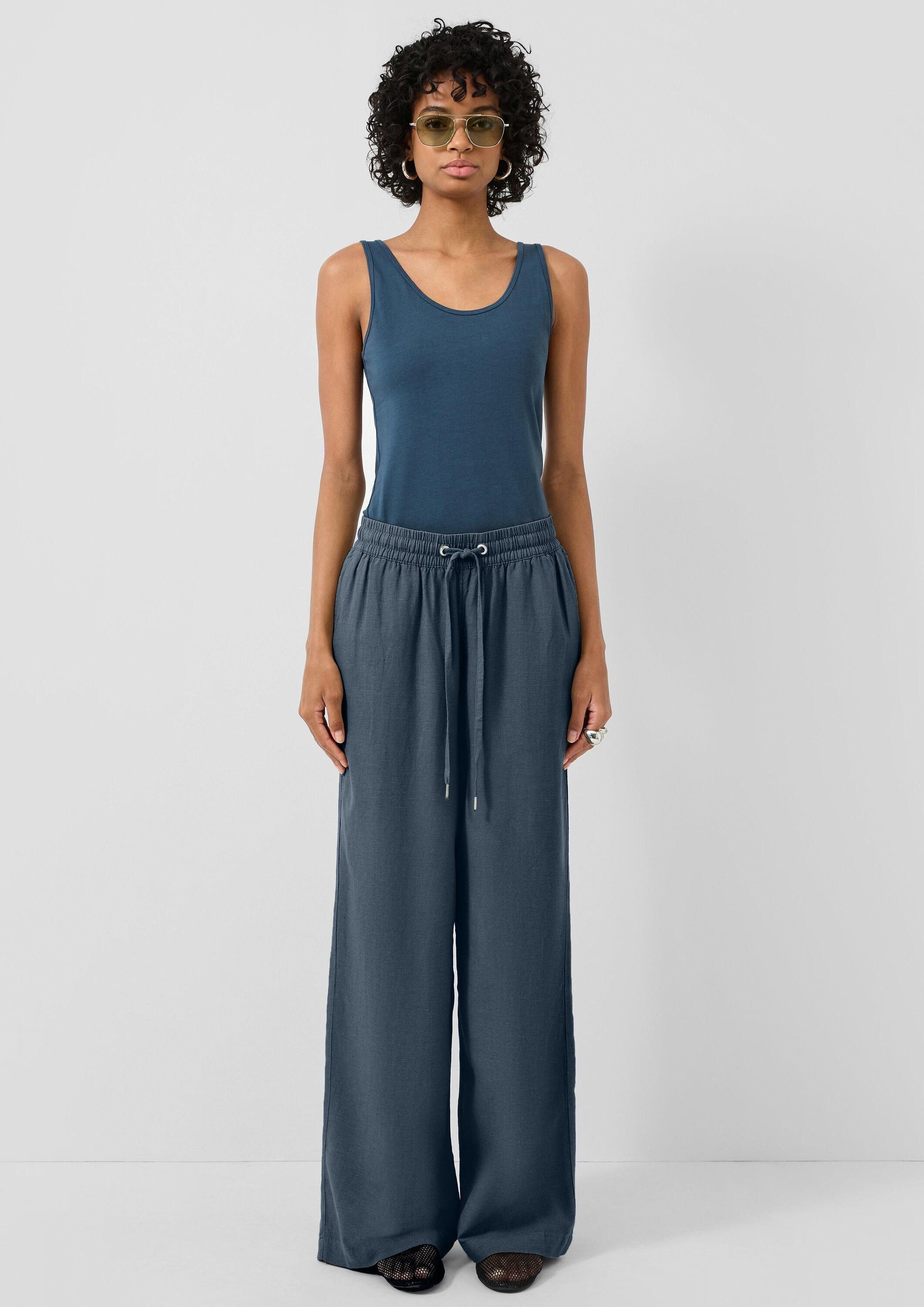 QS Chinos Hose Leinenmix-Hose mit Wide Leg