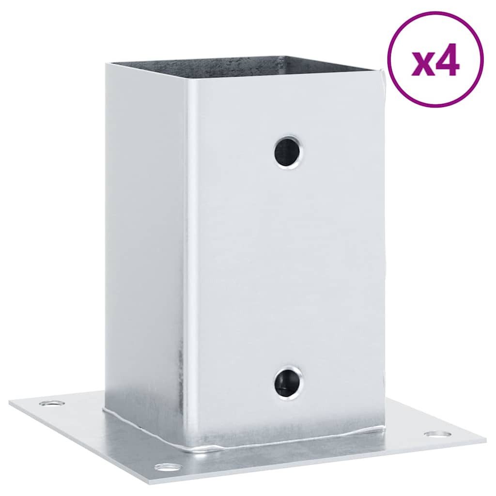 vidaXL Zaunpfosten Pfostenträger Quadratisch 4Stk. Silber günstig online kaufen
