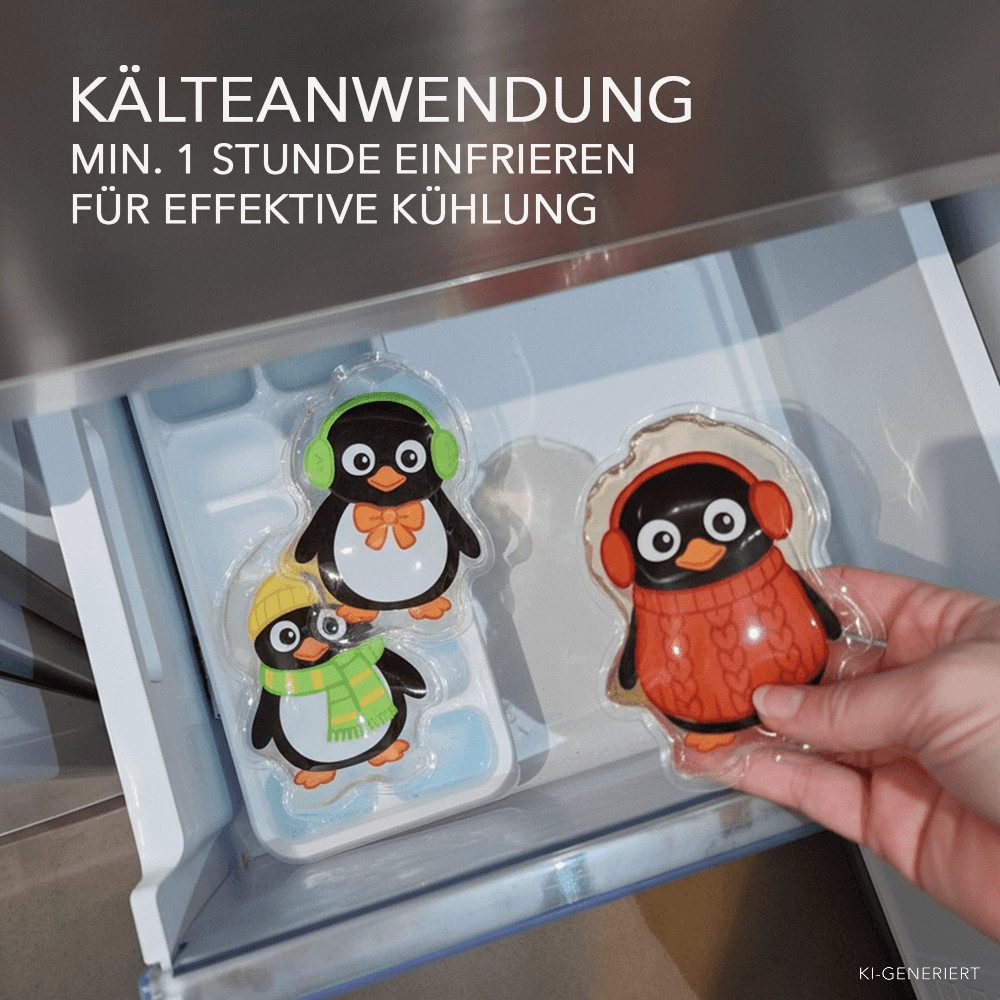 IEA Medical Kalt-Warm-Kompresse Pinguin-Motive 8er-Set für die Hausapotheke, 8-tlg., wiederverwendbar, kindgerechtes Design, für Beulen & Schwellung