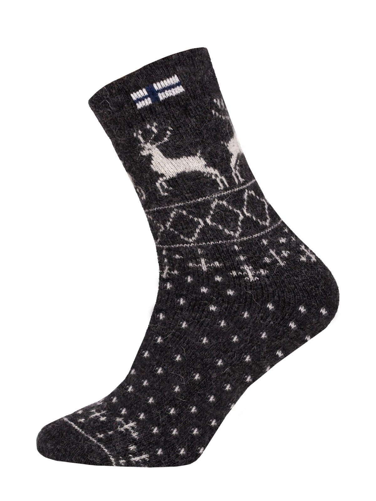 HomeOfSocks Socken Wollsocken Thick Flag Skandinavisch Finnland anthrazitgrau/ecru