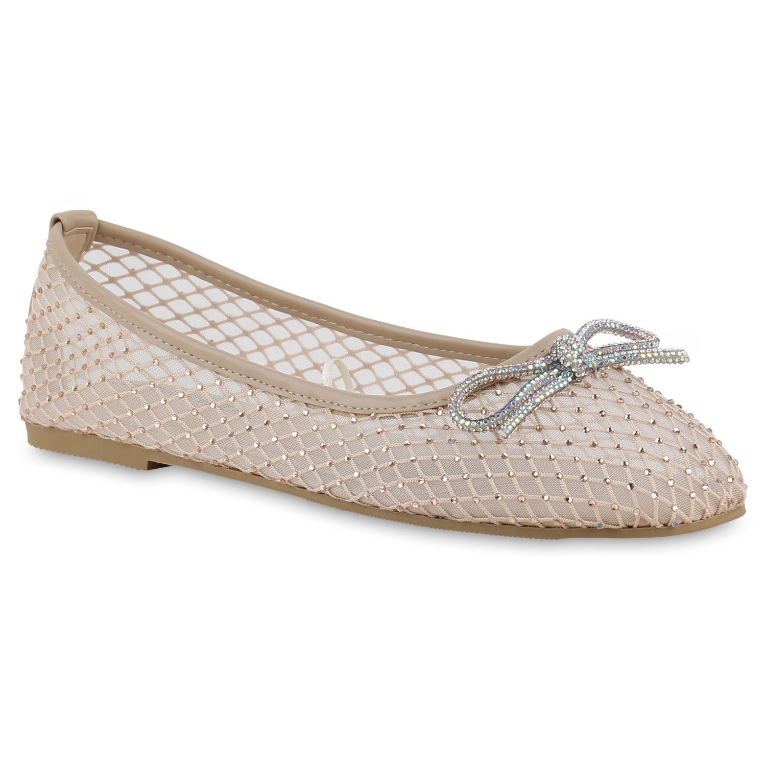 VAN HILL 841693 Ballerina Damen Klassische Ballerinas Strass Schleife Glitz günstig online kaufen