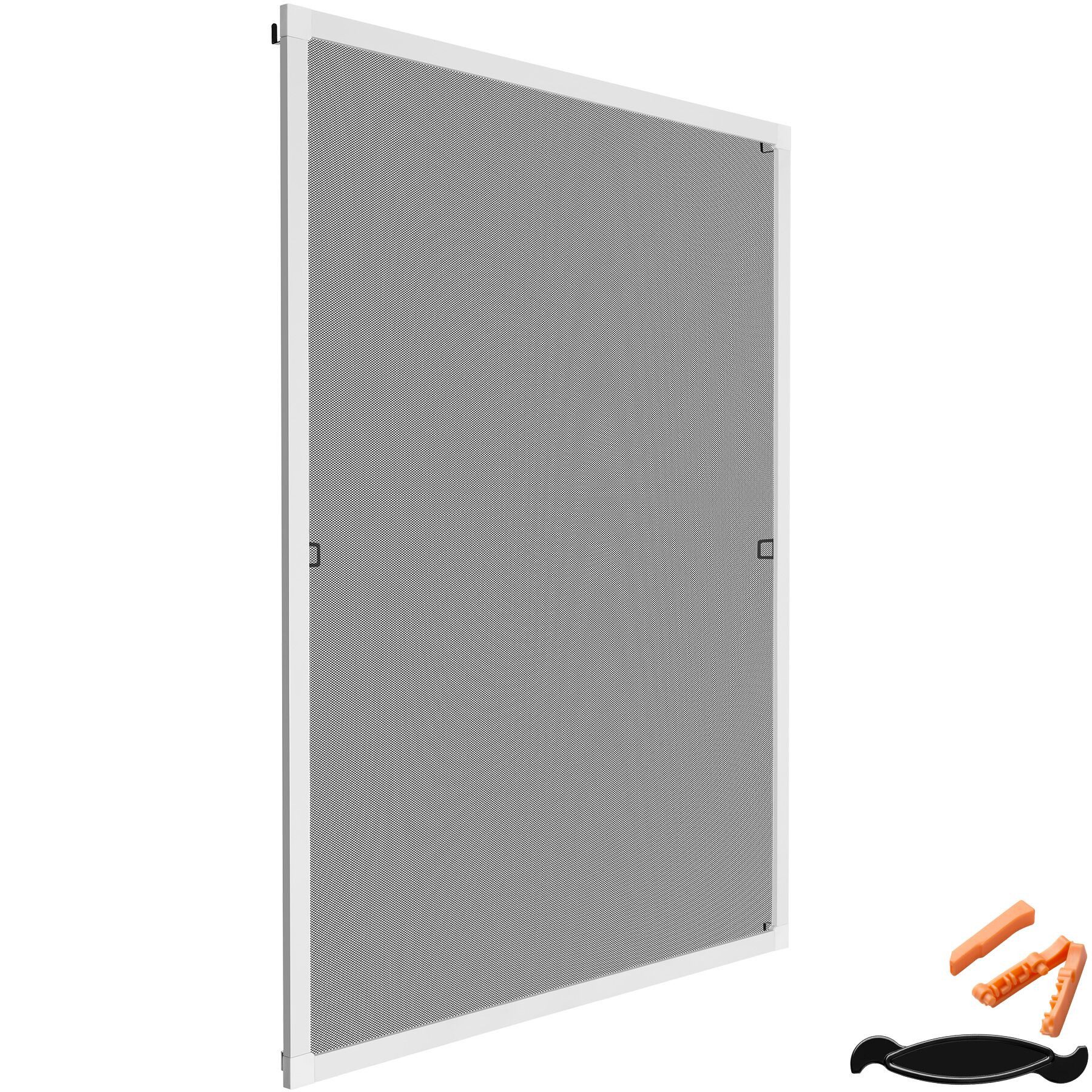tectake Insektenschutz-Fensterrahmen Fliegengitter mit Aluminiumrahmen ohne Bohren und Schrauben, (Mückenschutz, für Fenster in weiß), wetter- und UV-beständig, kürzbar, licht- und luftdurchlässig