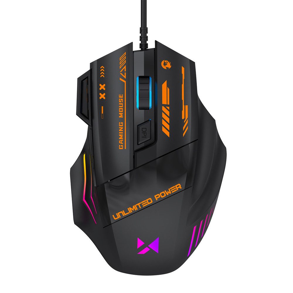 Wozinsky Computermaus Kabelmaus Ergonomiemaus Gaming-Maus (kabelgebunden, 7200 dpi, RGB-Beleuchtung, 7200 dpi, 7 Tasten)