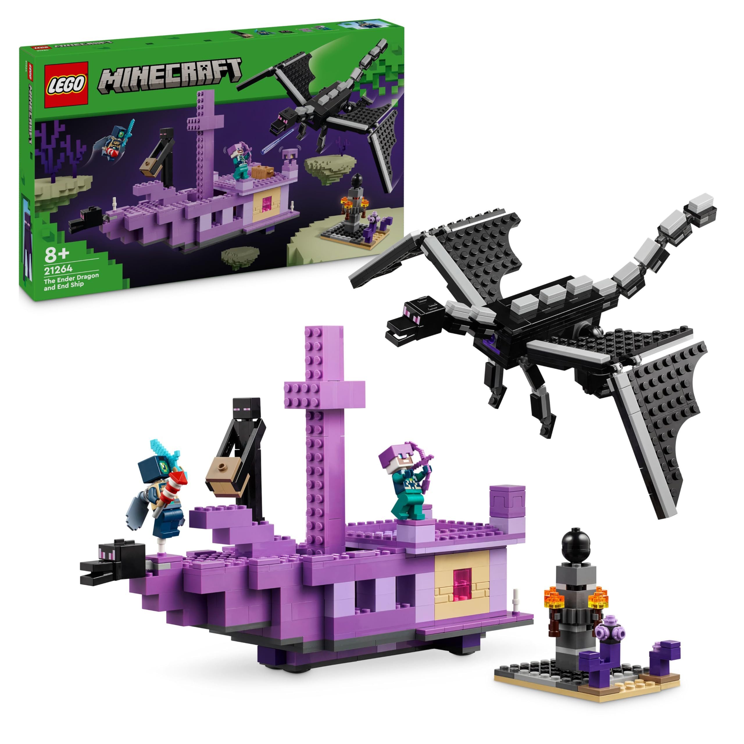 LEGO® Minecraft Der Enderdrache und das Endschiff 21264 Konstruktions-Spielset, (657 St), 657-teiliges LEGO Bauset