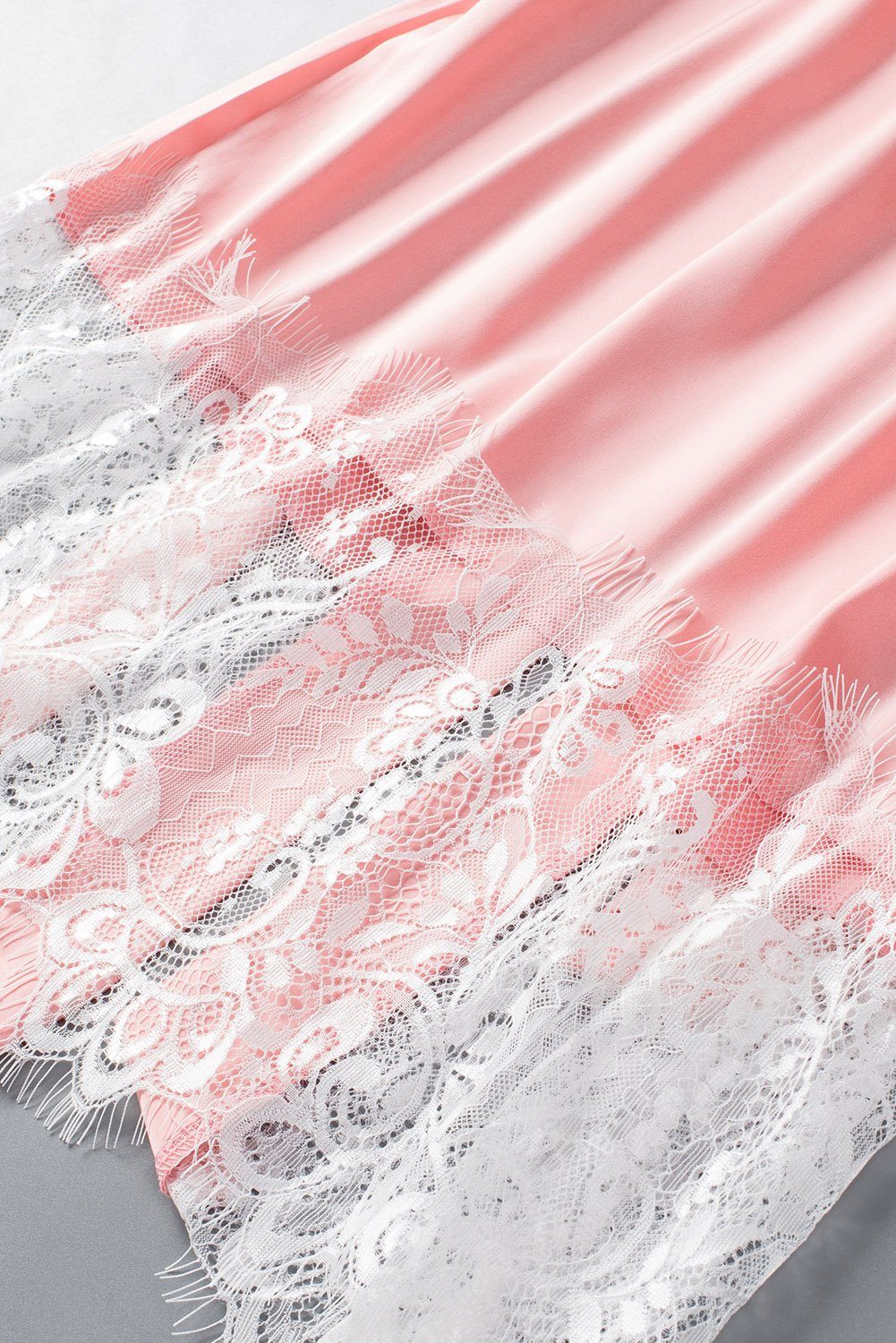 Kimono elegantem blickdicht Spiztendetails, aus sexy Dessous Organza rosa Satin, mit in Lingerie Kimono Harper