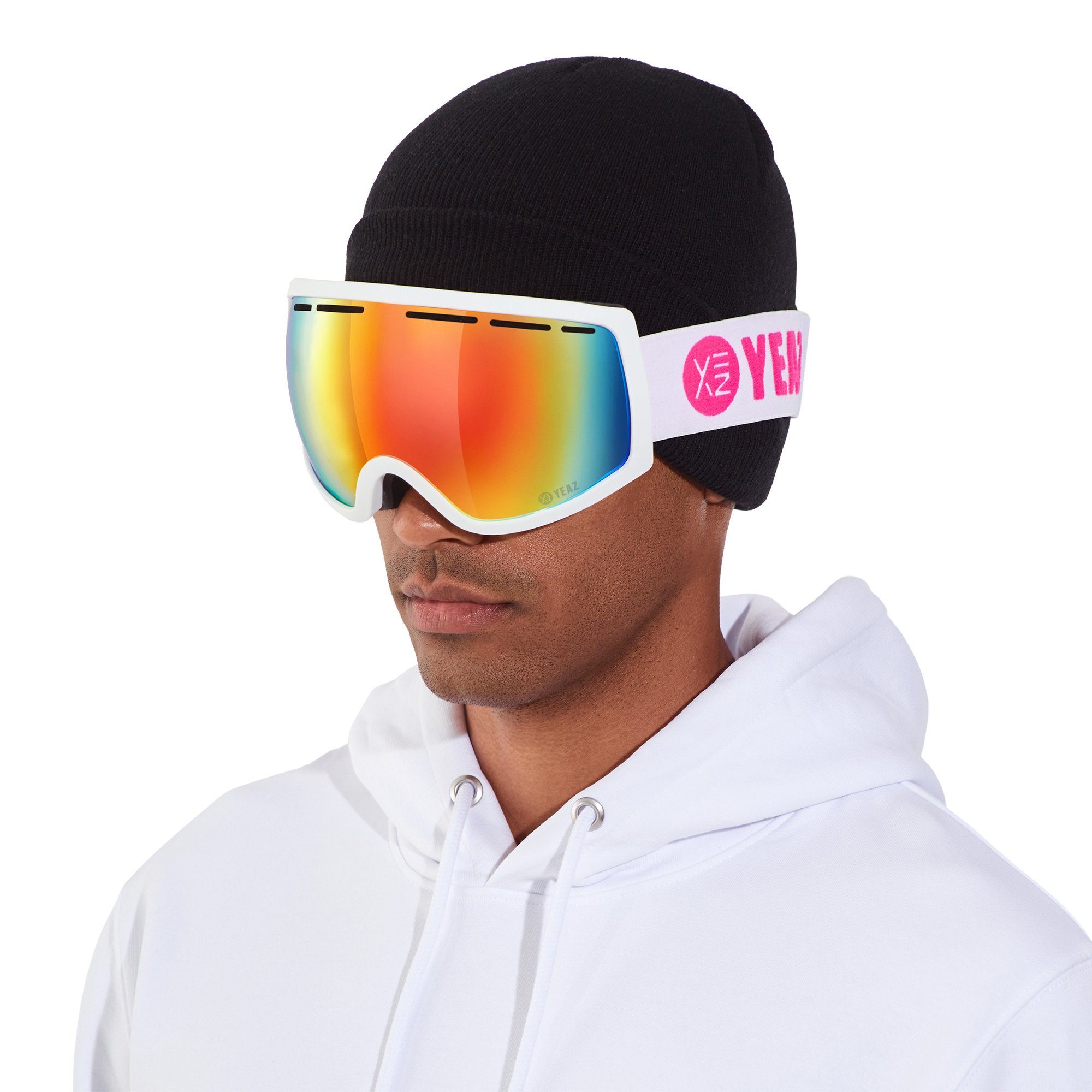 YEAZ Skibrille PEAK ski- snowboardbrille Snowboardbrille und Jugendliche Erwachsene und rot/weiß, für Premium-Ski