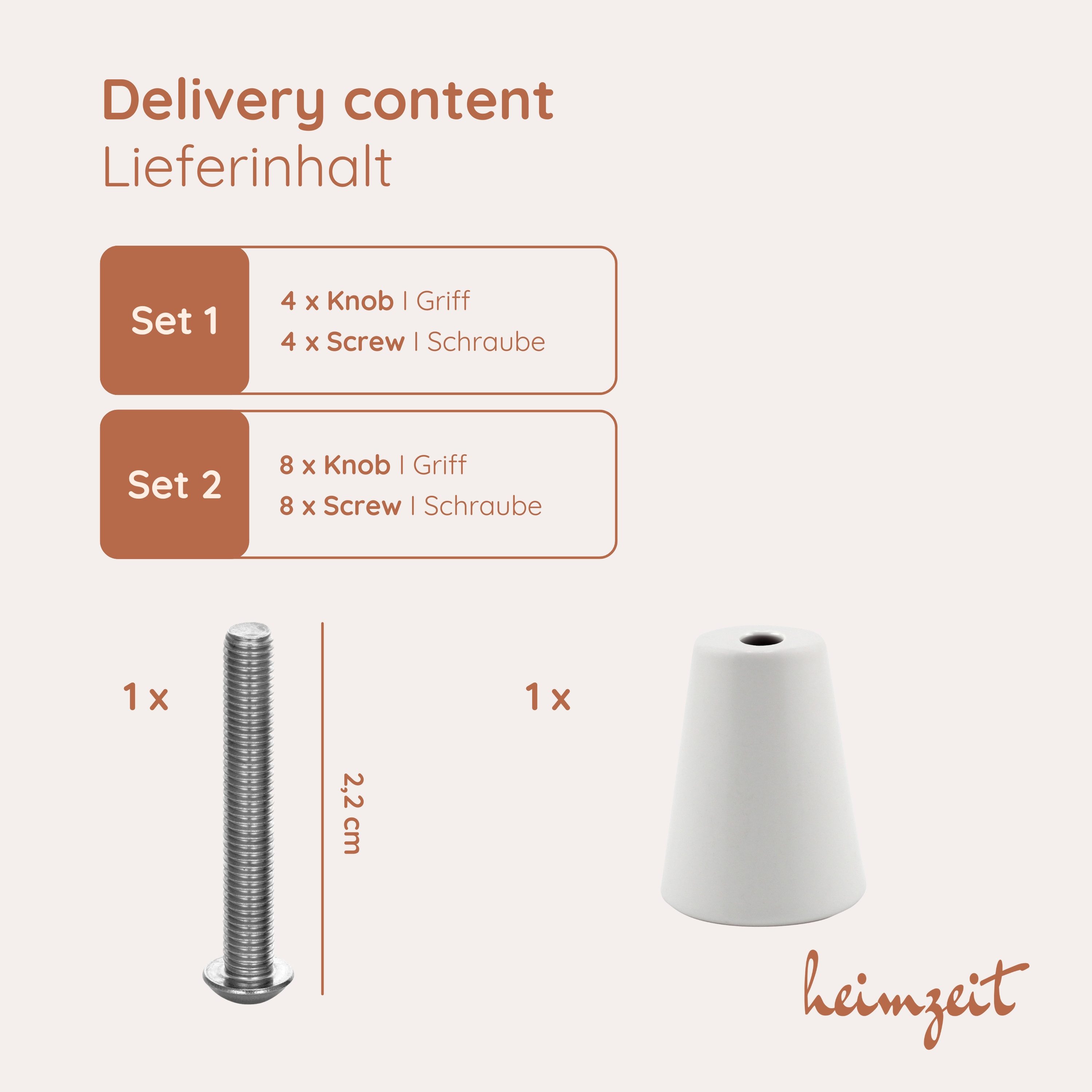 heimzeit Möbelgriff heimzeit Möbelknöpfe Rund (Set, 4-St), für Schubladen, Türen und Kommoden, inkl. Schraube