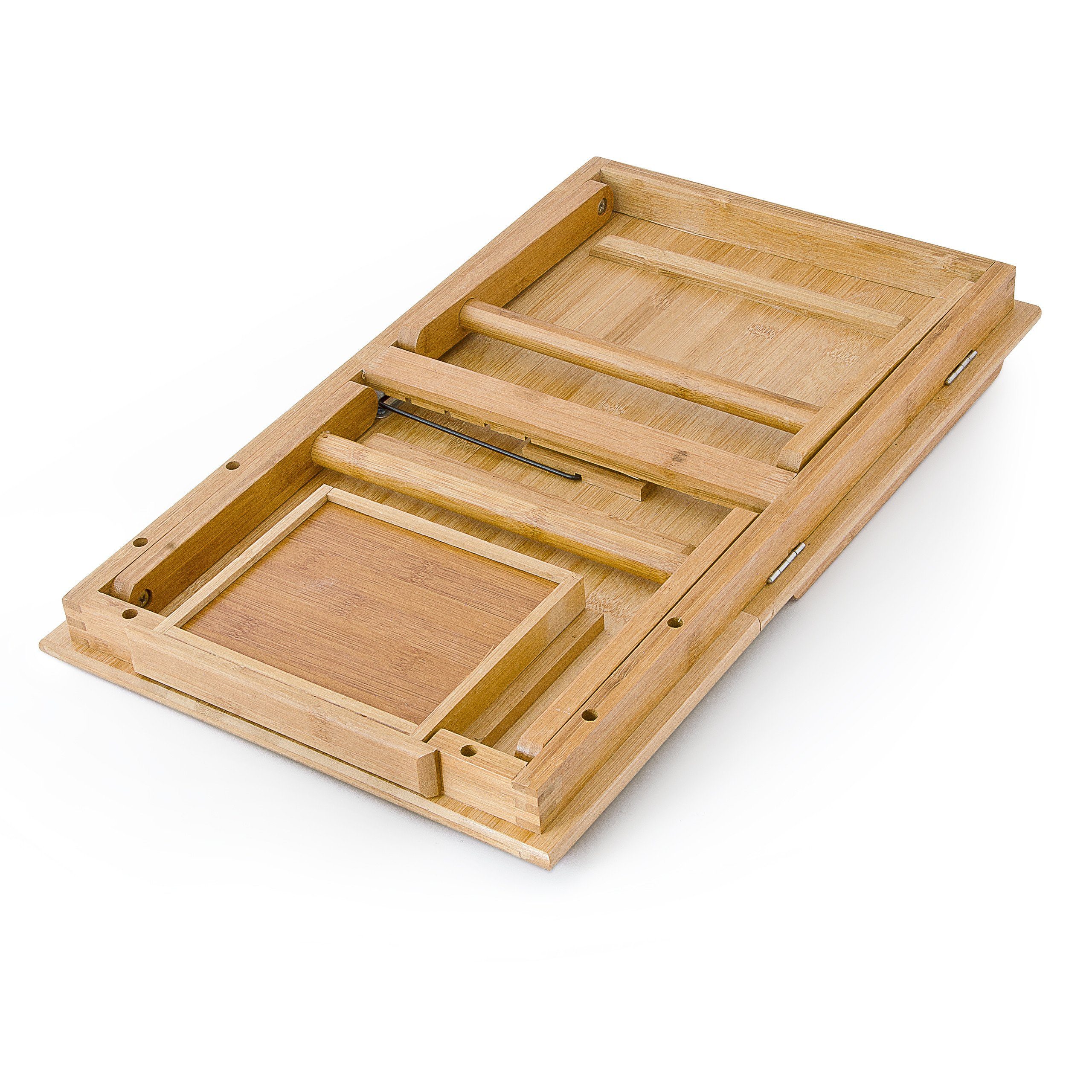 relaxdays Leseklappe Betttablett Tabletttisch mit Bambus