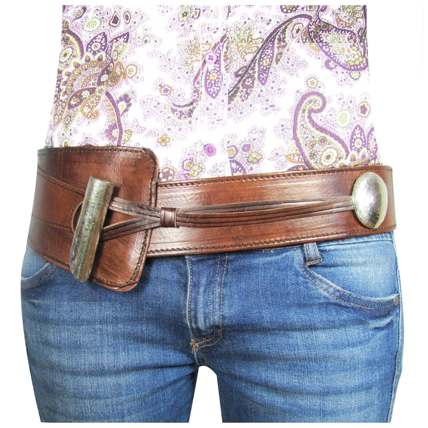 ALMADIH Taillengürtel Echtleder Damen Ledergürtel Wickelgürtel Hüftgürtel D günstig online kaufen