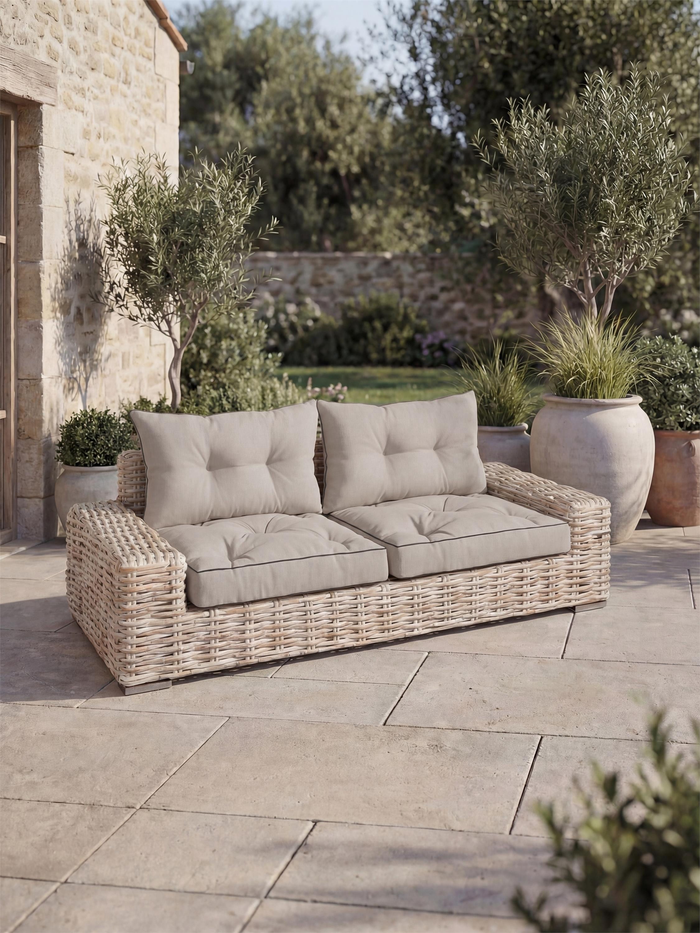 Aspero Sitzauflage Set Stuhl- und Rückenkissen 58x58 cm & 58x40 cm, Gepolsterte Outdoor Kissen Set mit Steppung