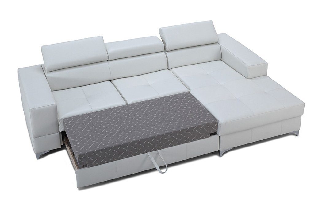 JVmoebel Ecksofa Ecksofa L-Form Sofa Textil Design Europe Modern Bettkasten, Weiß Made in Polster