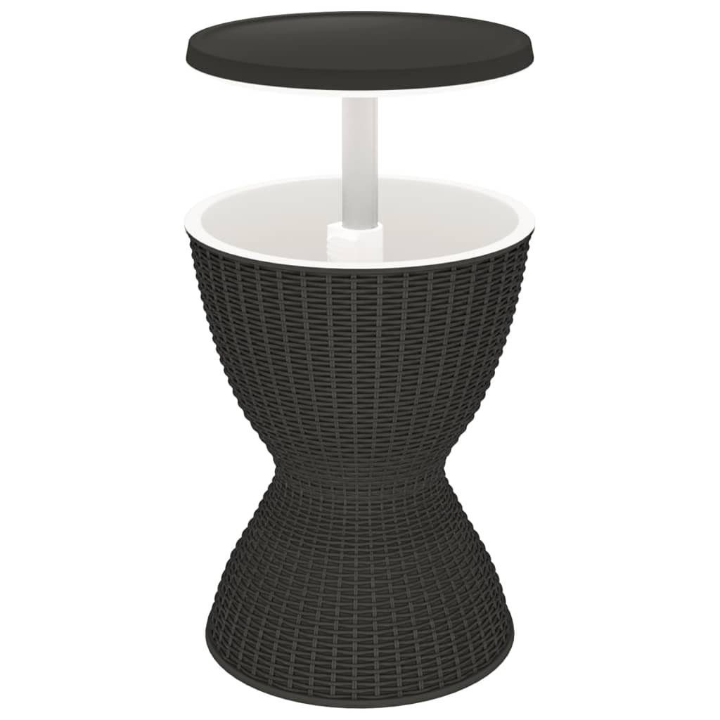 vidaXL Gartentisch NA Gartentisch mit Eiskühler 3-in-1 Beistelltisch Schwarz Polypropylen