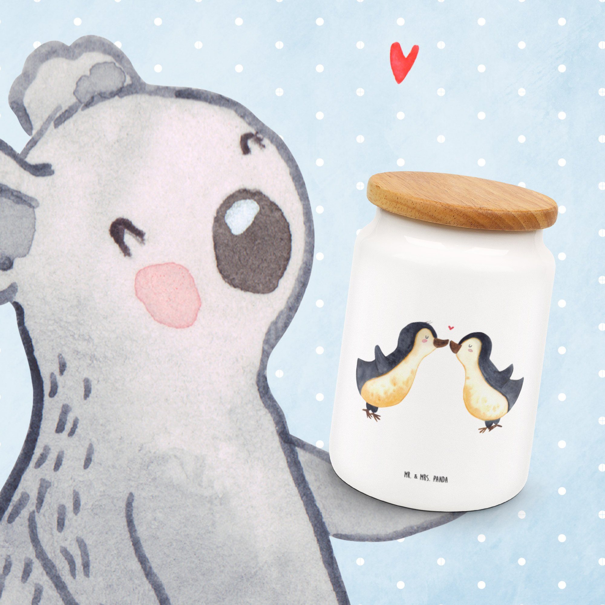 Pinguin Keramikdose, Geschenk, Vorratsdose Pärc, Liebe - Keramik, & Weiß Panda - (1-tlg) Ehemann, Freundin, Mr. Mrs.
