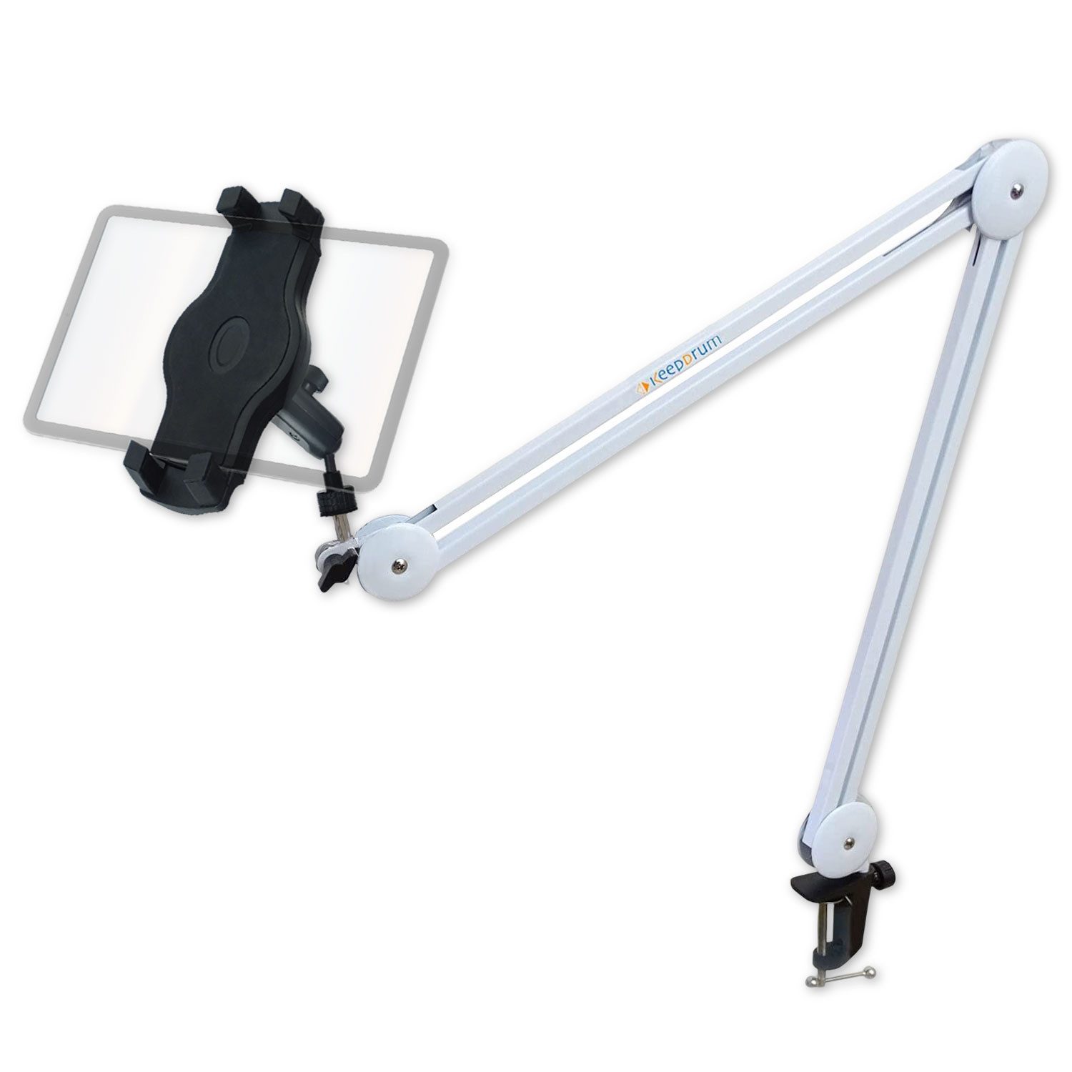 Mikrofonständer keepdrum Gelenkarm-Stativ MS138 weiss mit Smartphone-Tablet-Halter