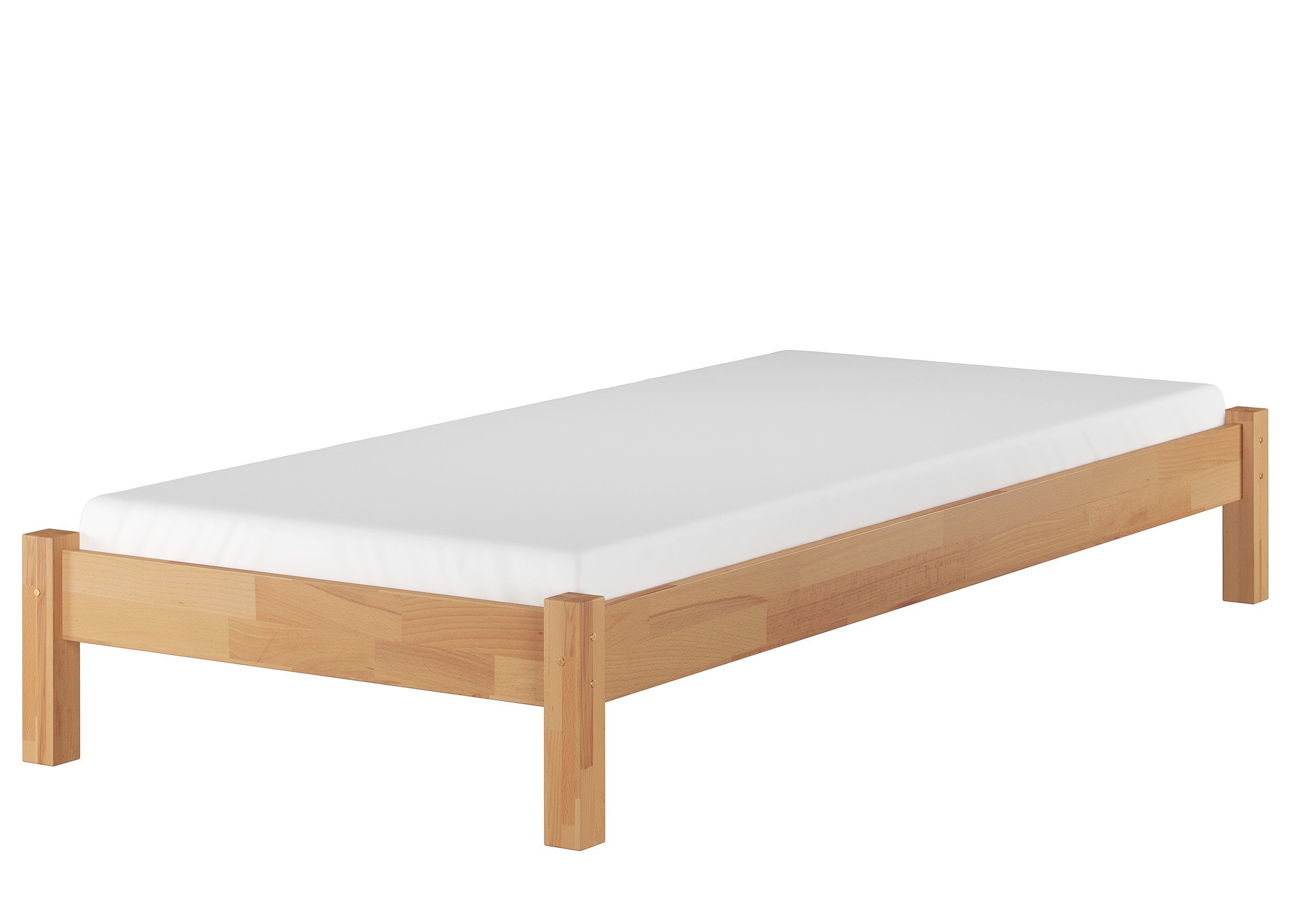 ERST-HOLZ Massivholzbett Schönes Buche Bett Massivholz 90 x 200 cm Jugendliche und Erwachsene, Buche farblos lackiert