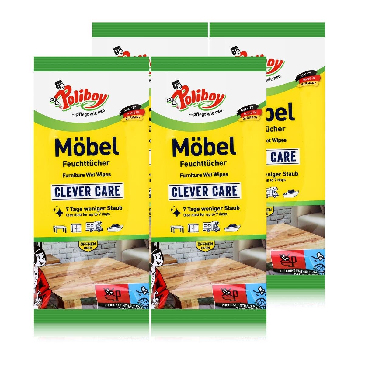 poliboy Poliboy Möbel Tücher 24 Tücher - Ideal für Holz, Glas uvm. (4er Reinigungstücher