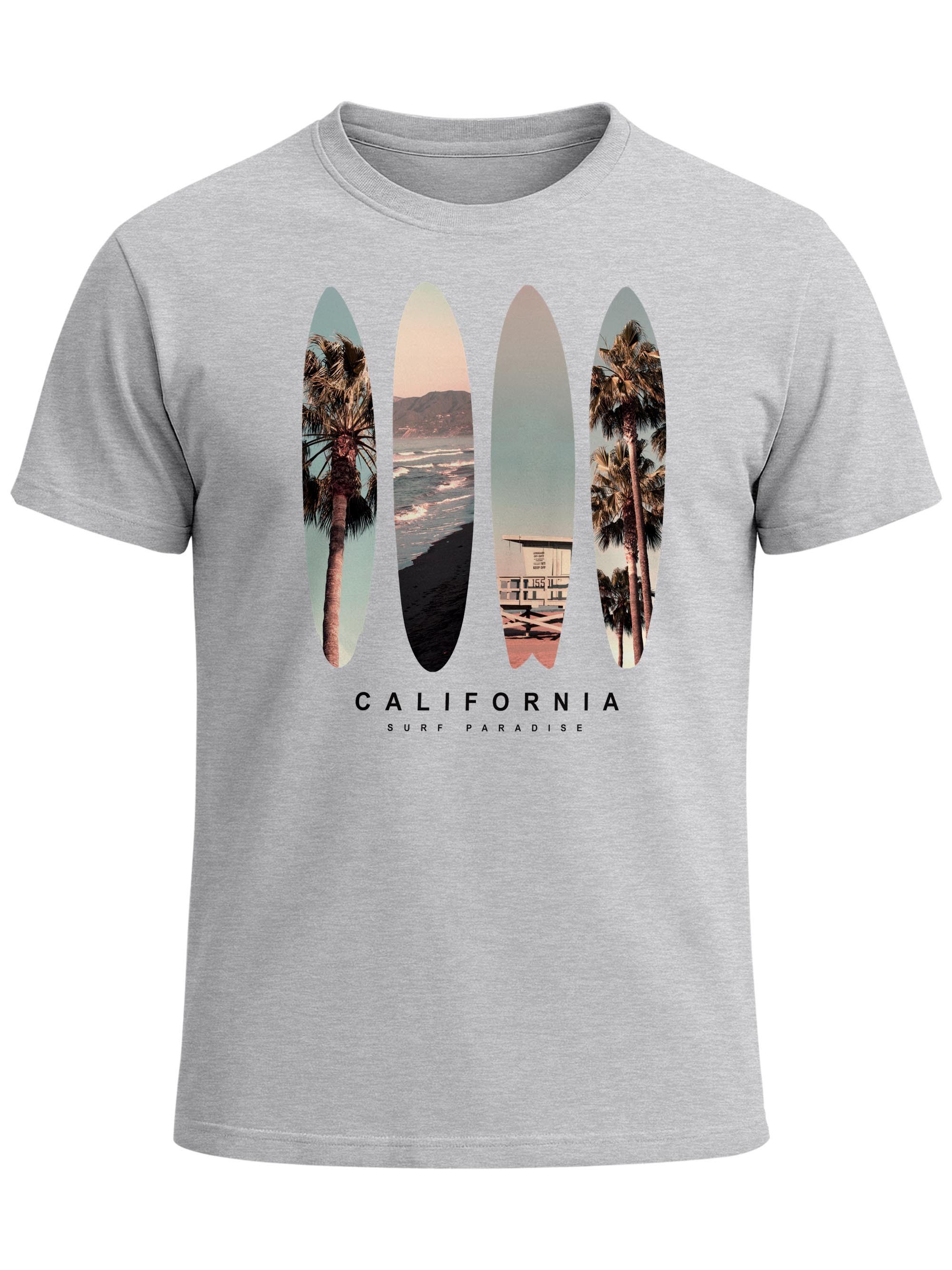 Print-Shirt Herren T-Shirt California Surf Paradise Surfboards Grafik Foto Print