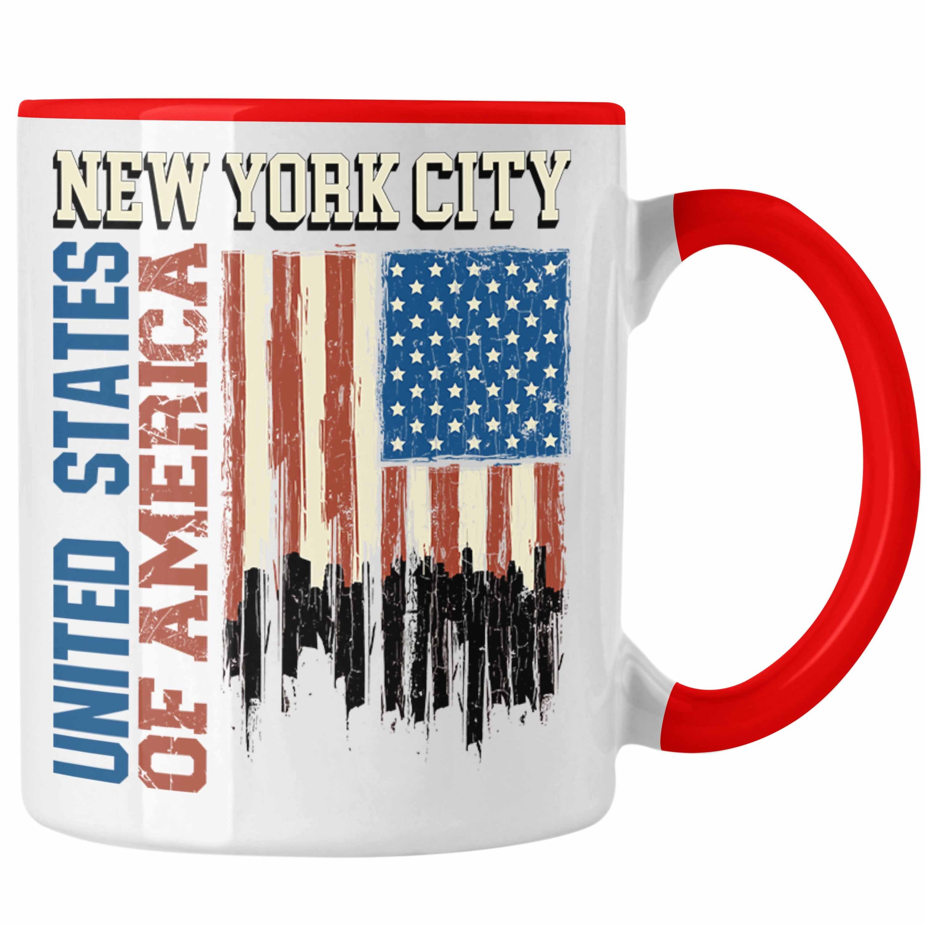 Trendation Tasse New York Tasse Urlaub Trip Überraschung USA Reise Geschenk America Rot