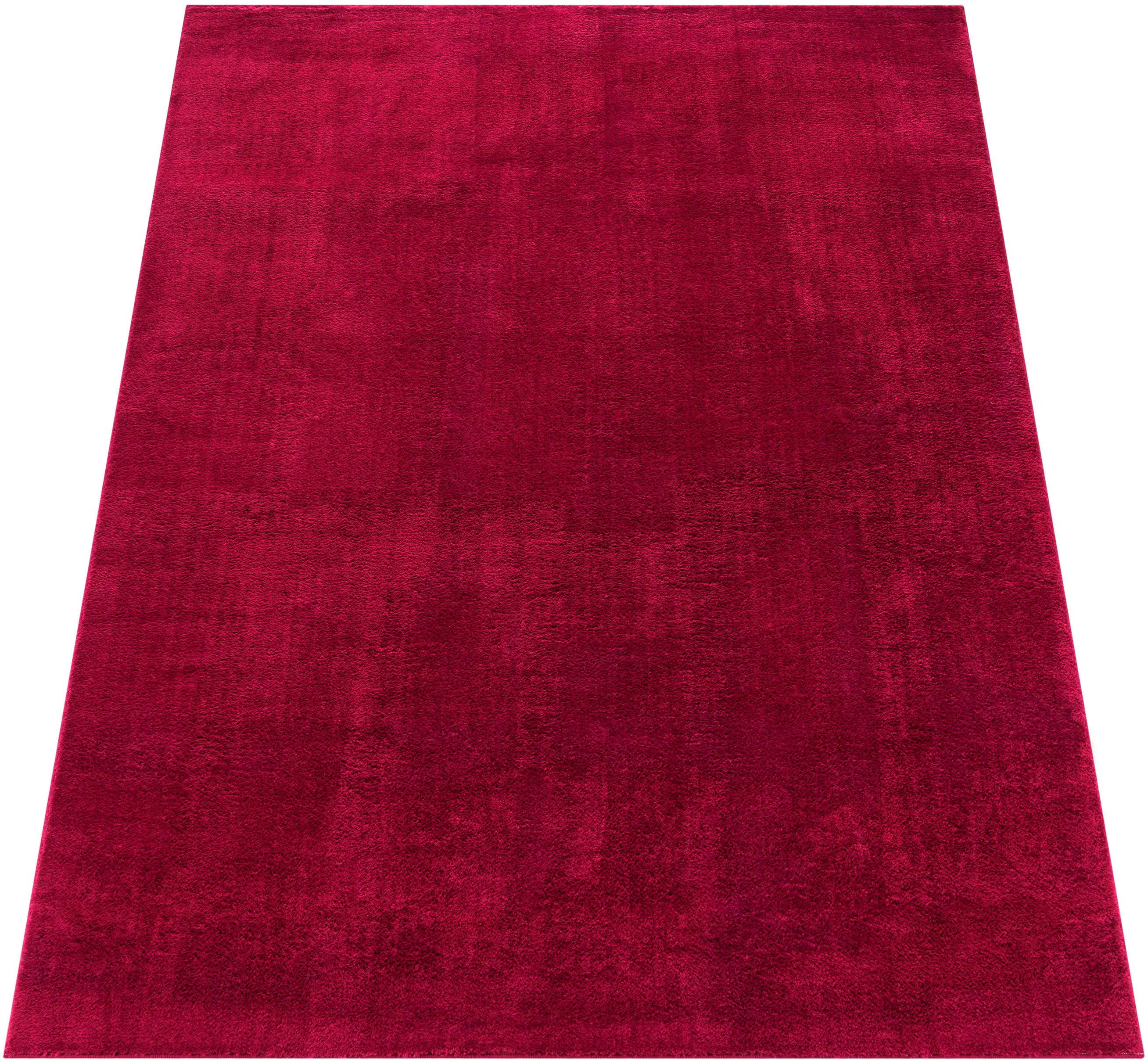 Teppich Cadiz 630, Paco Home, auch rechteckig, Läufer rot weich, als besonders 22 Uni-Farben, Höhe: mm, waschbar, erhältlich