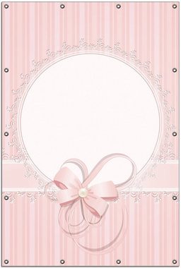 Wallario Sichtschutzzaunmatten Geschenkkarte, Bänder, Spitzen und Schleifen in rosa