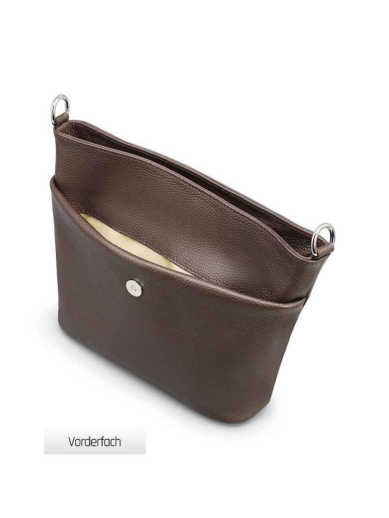 Adel Bags Schultertasche SARA Umhängetasche Damen Dunkelbraun aus Echtleder Crossbody (Test SEHR GUT, Note 1.1), 20 Farboptionen, Hergestellt in Italien, mit 2  – Bild 5 von 5