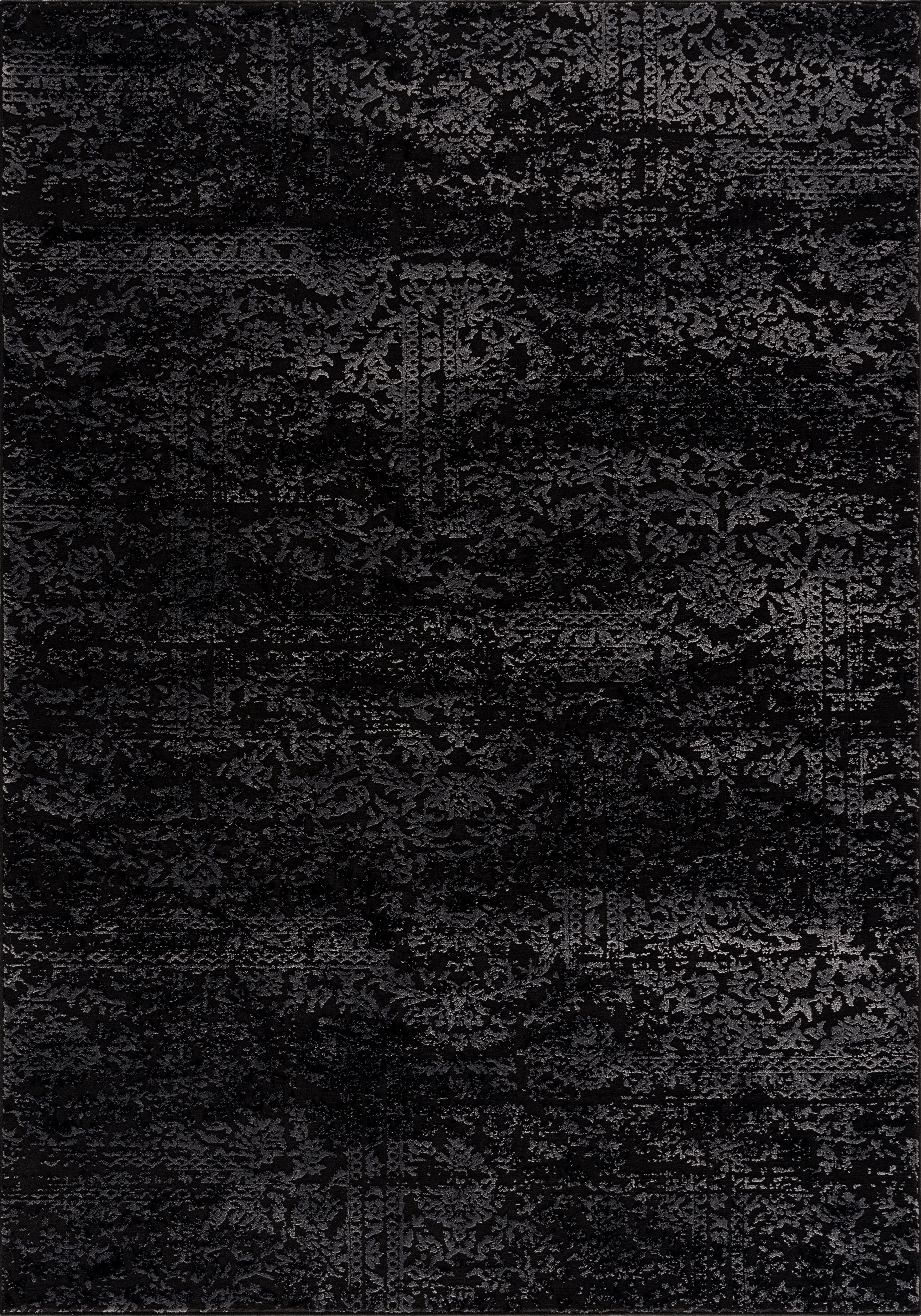 dezenter mm, Home Schrumpf Höhe: 12 rechteckig, Dilani, Hoch-Tief-Struktur, affaire, Glanz, Carving-Effekt schwarz Teppich Vintage,