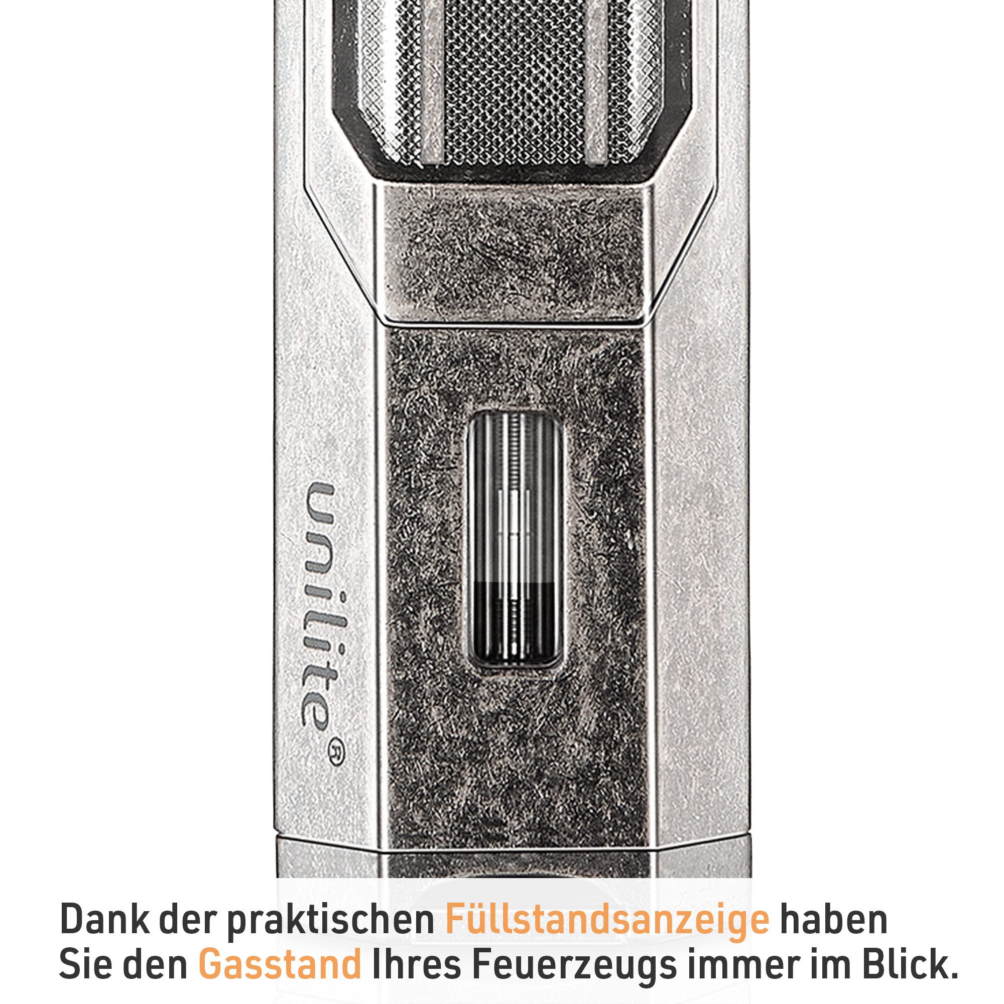 Unilite Feuerzeug Sturmfeuerzeug mit 100ml Gaskartusche, befüllt & nachfüllbar (2-St), windfestes Gasfeuerzeug mit Jetflame, Premium – Bild 4 von 5