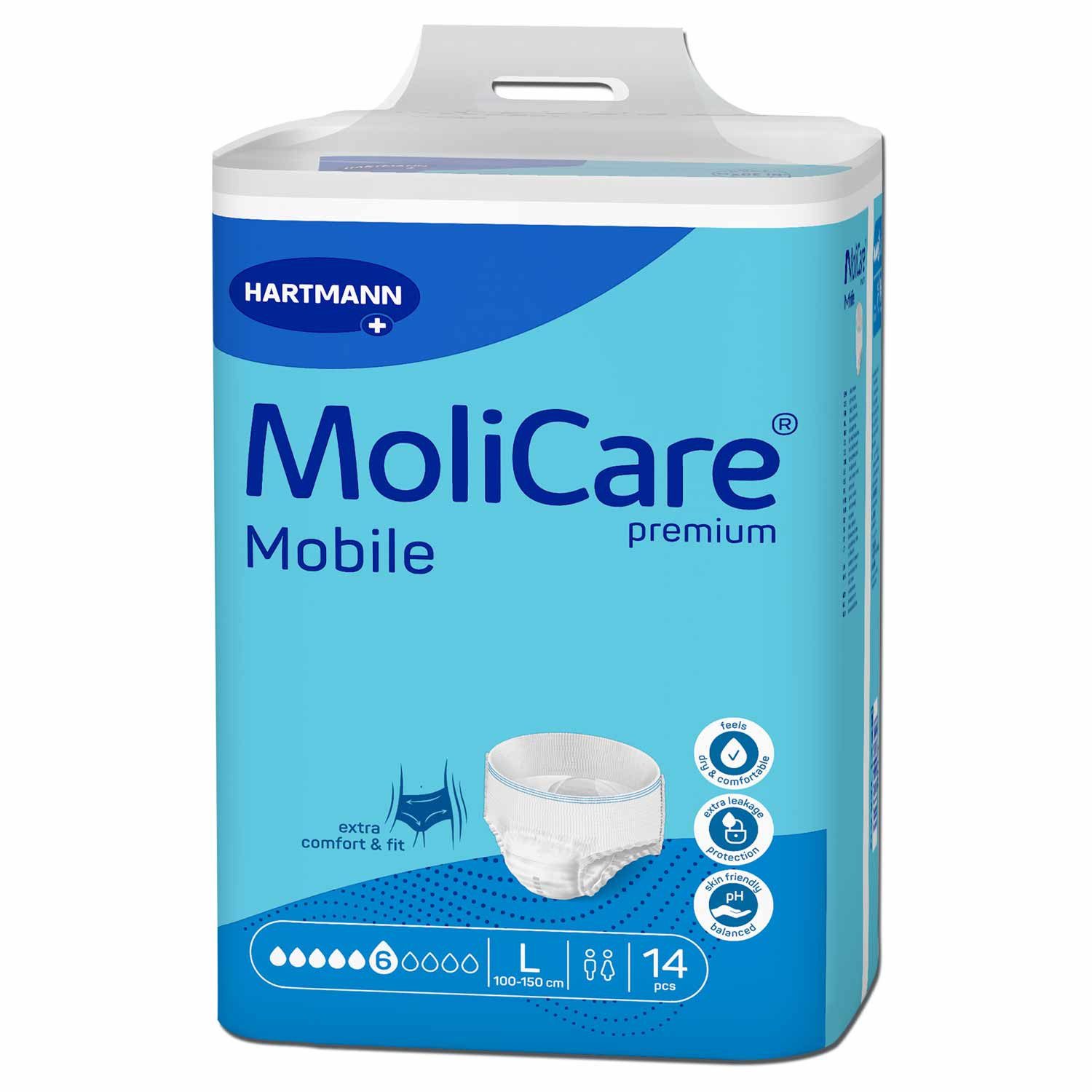 Inkontinenzboxer MoliCare Premium Mobile 6 Tropfen L Inkontinenzpants 14 Stück
