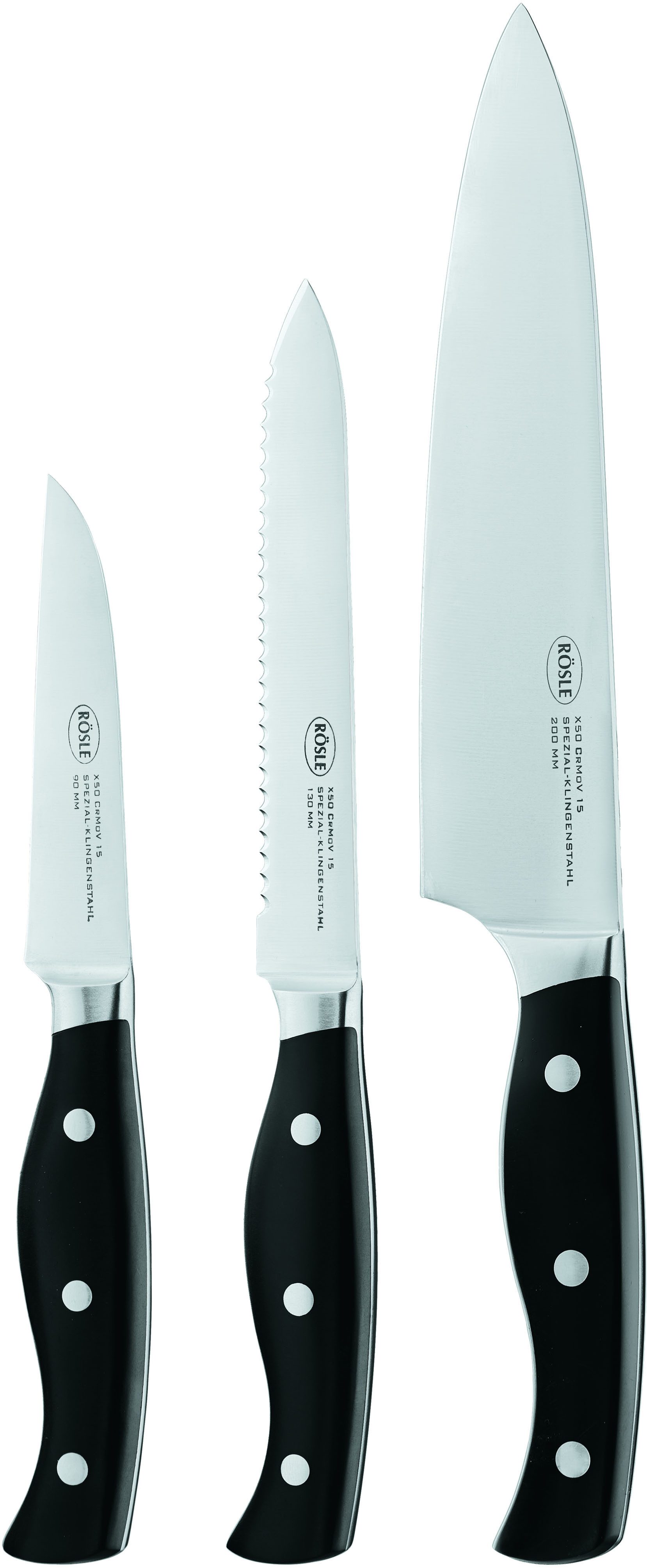 RÖSLE Messer-Set Pura (Set, 3-tlg), X50 CrMoV15 Klingenstahl
