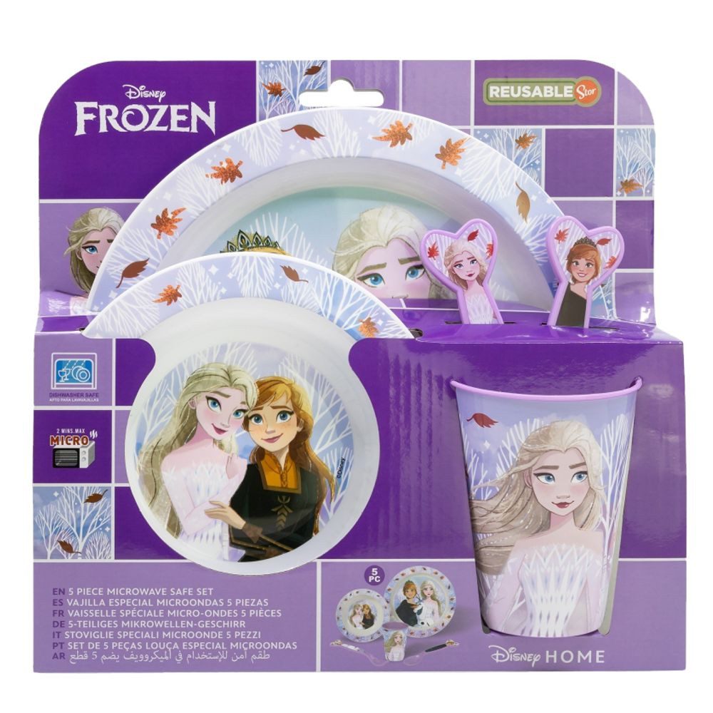 Disney Frozen Kindergeschirr-Set 5-teiliges Geschirr-Frühstück-Set & Besteck Disney Frozen, Kunststoff