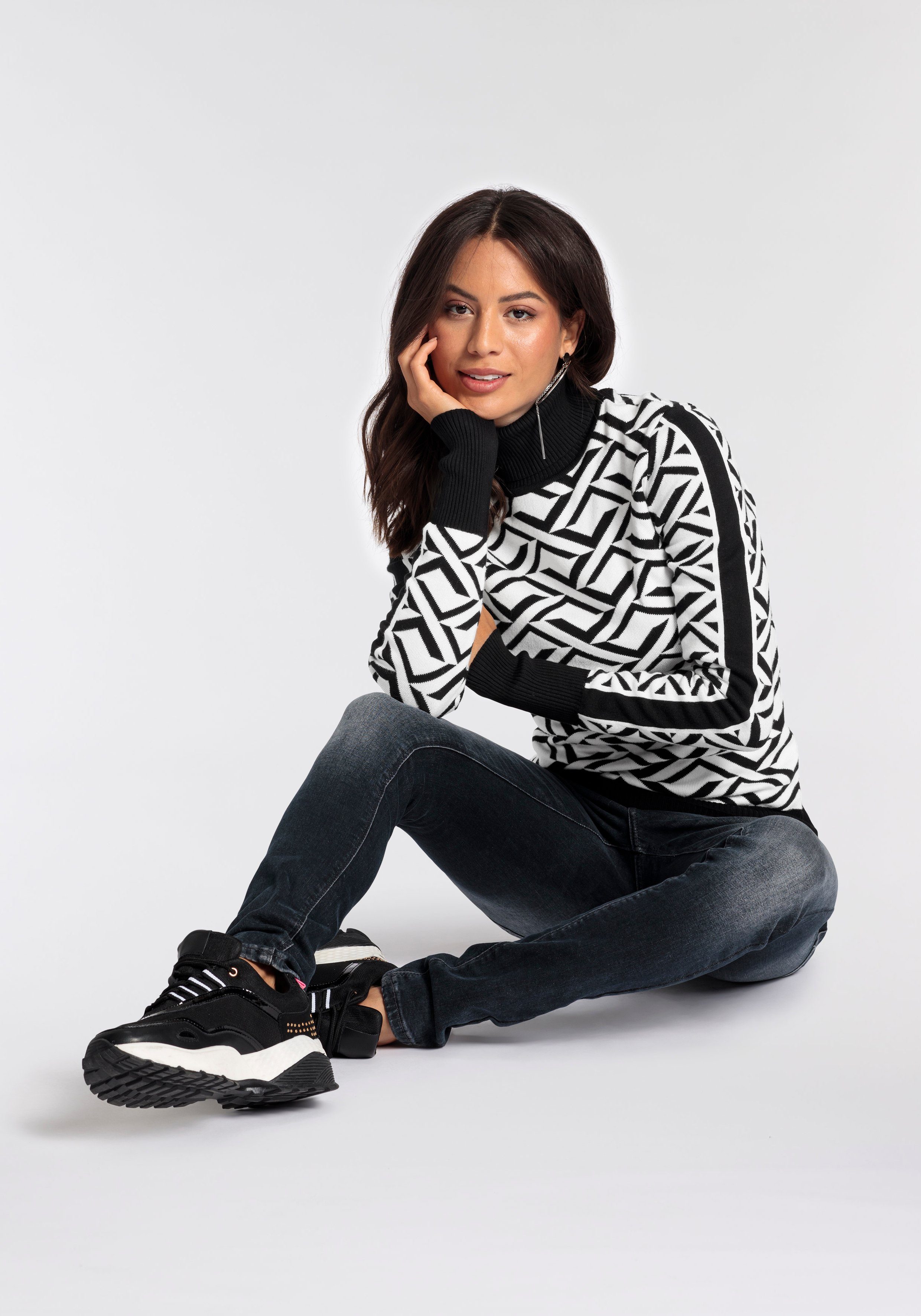 Melrose Rollkragenpullover mit Jacquard-Muster