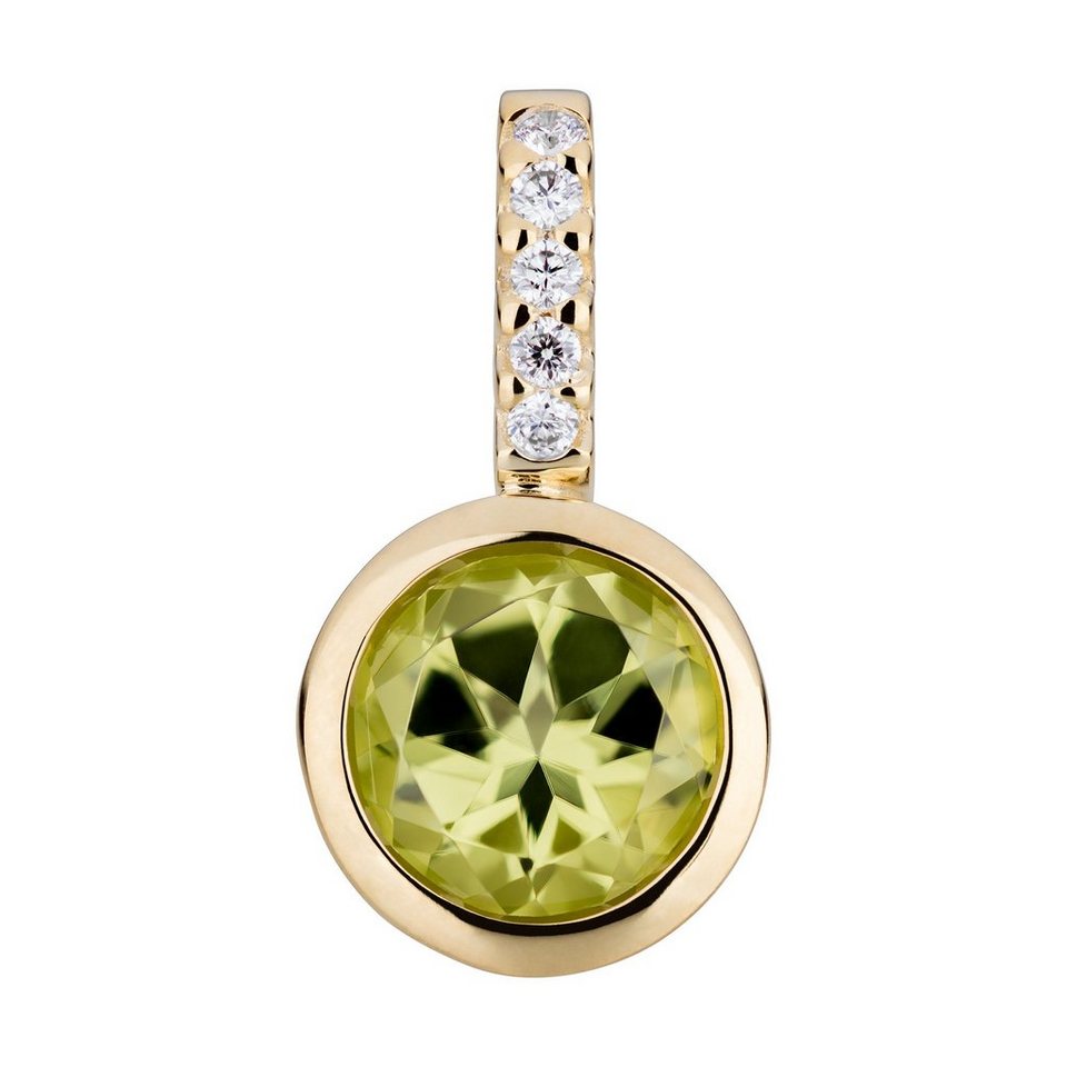 585/- Kettenanhänger Gelbgold Orolino Brillant/Peridot