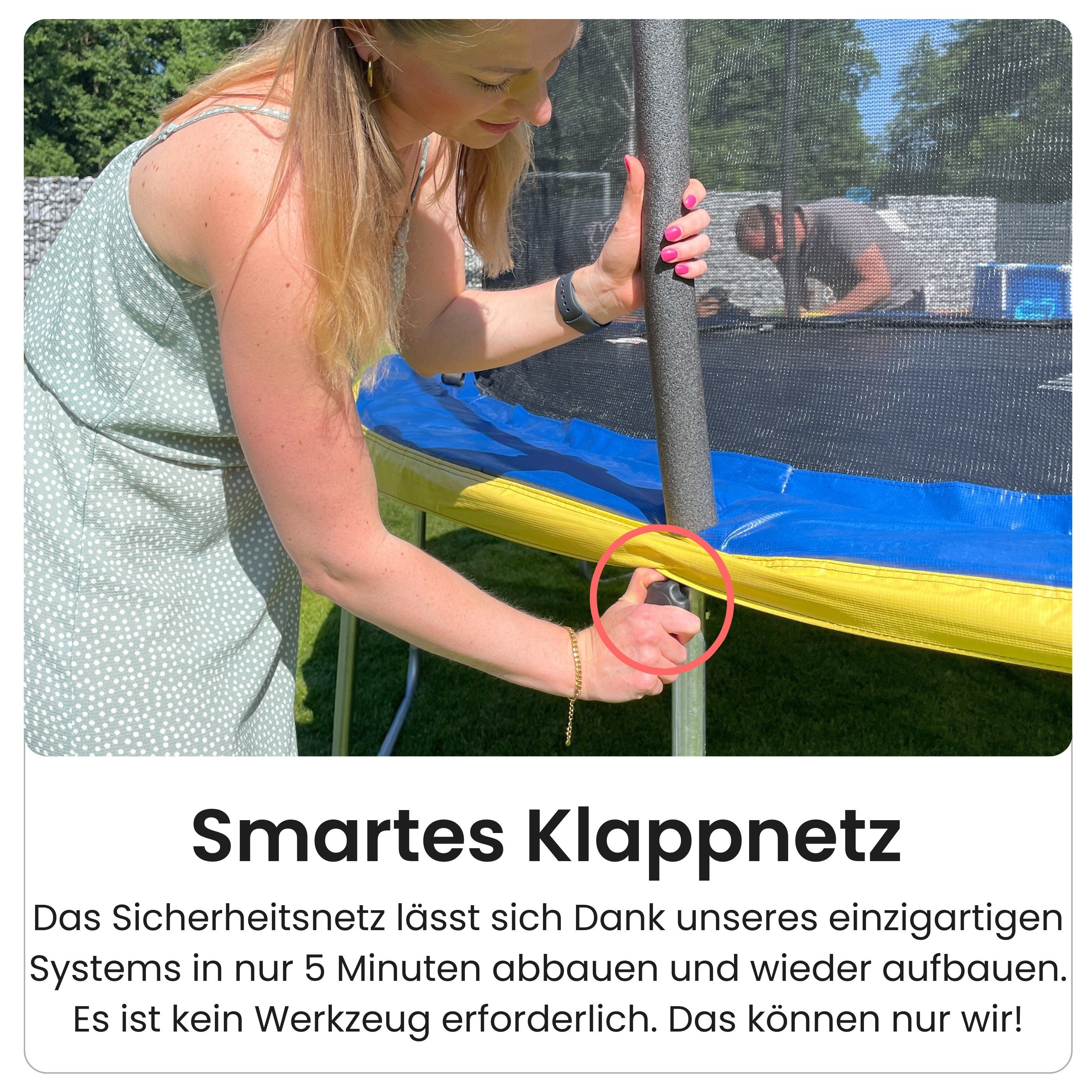 Zero Gravity Gartentrampolin Trampolin Outdoor Ø183/244/305/366/427cm mit smartem Klappnetz, Ø 183 cm, TÜV GS geprüfte Sicherheit
