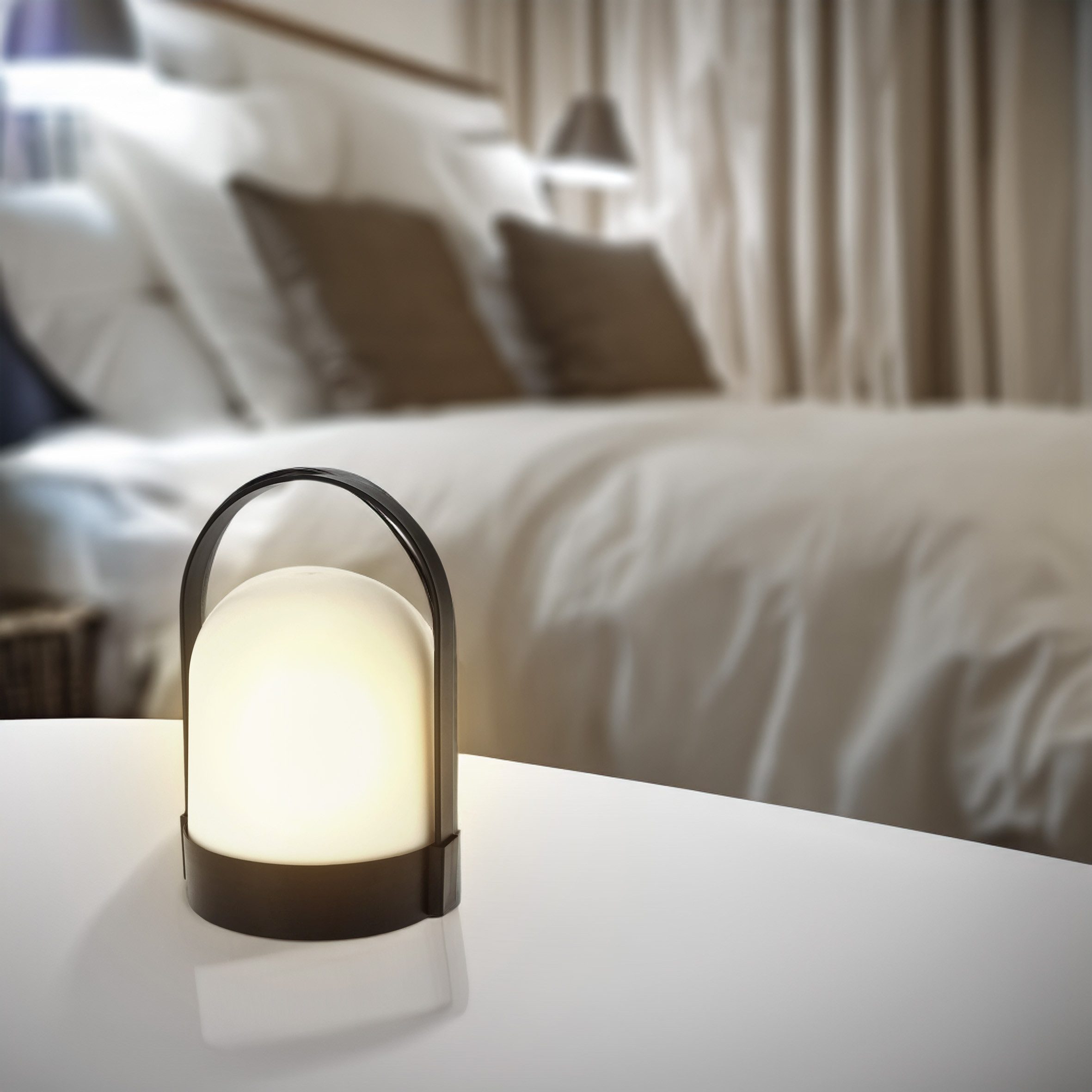 Spetebo LED Außen-Tischleuchte LED Garten Tischleuchte warm weiß - 21 x 13 cm, AN / AUS, LED fest integriert, warmweiß, Tischlampe mit Henkel Batterie betrieben – Bild 4 von 5