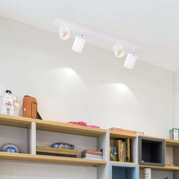 ZMH Deckenstrahler 4 Flammig GU10 Modern-Design Industrial drehbar für Wohnzimmer Flur, 330°Schwenkbar, ohne Leuchtmittel, Weiß, Hochwertiges Metall, für Schlafzimmer Küche