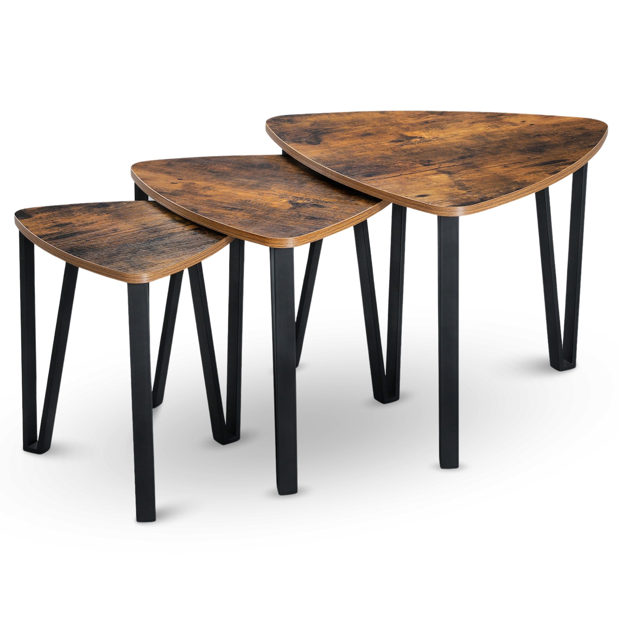 holz4home® Couchtisch Radon 3er Set Beistelltische Wohnzimmertisch I Industrial-Look (Kombinierbar), Einfache Montage