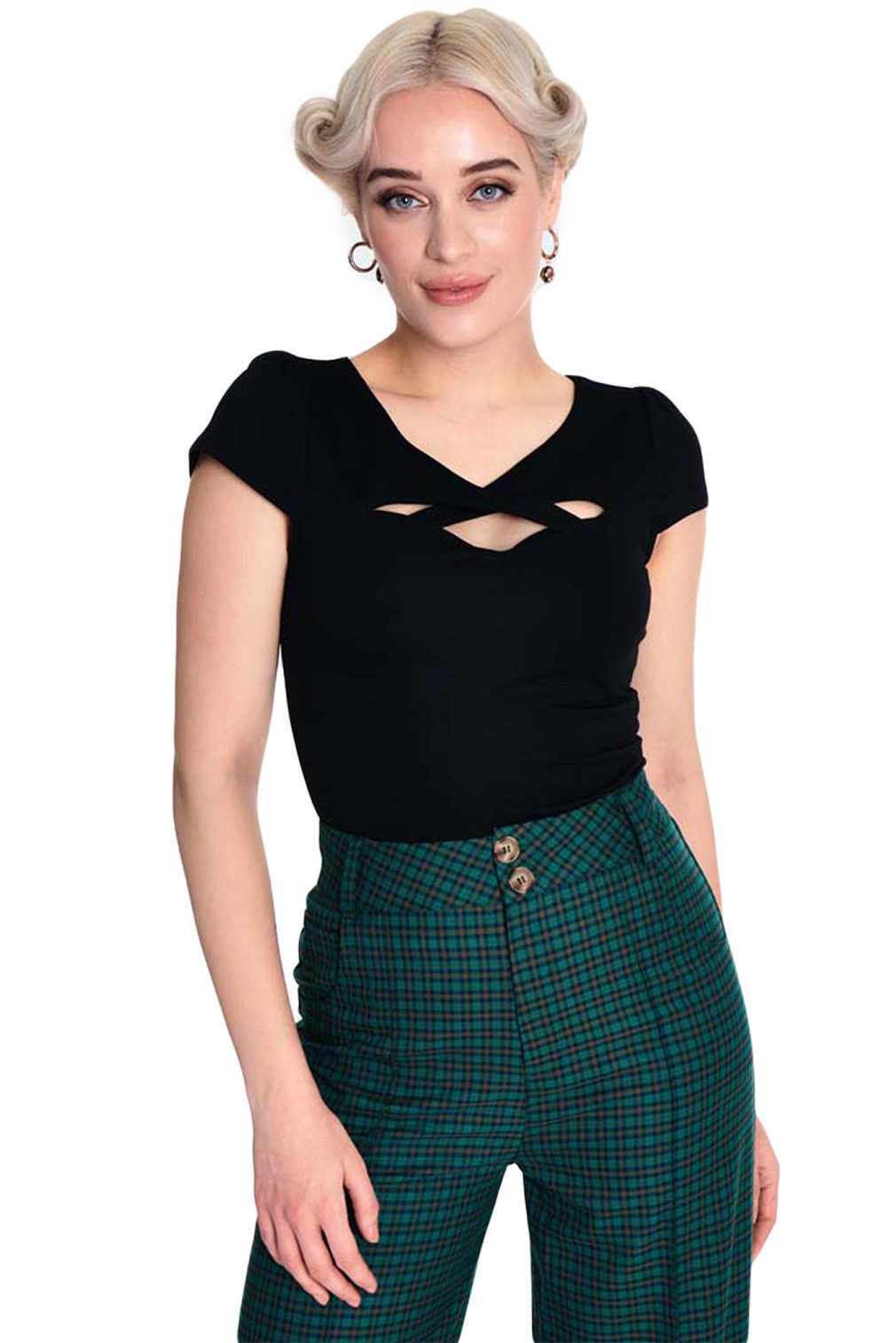 Voodoo Vixen Shirttop Criss Cross Vintage Classic Retro Oberteil