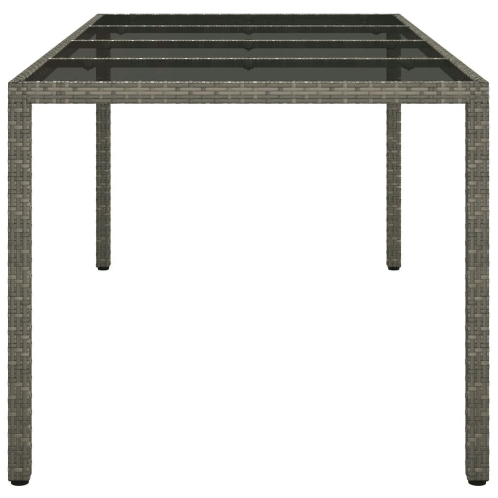Gartentisch schwarz und | Rattan 190x90x75 Grau cm und vidaXL Grau Poly Grau (1-St) Gehärtetes und schwarz Glas Gartentisch