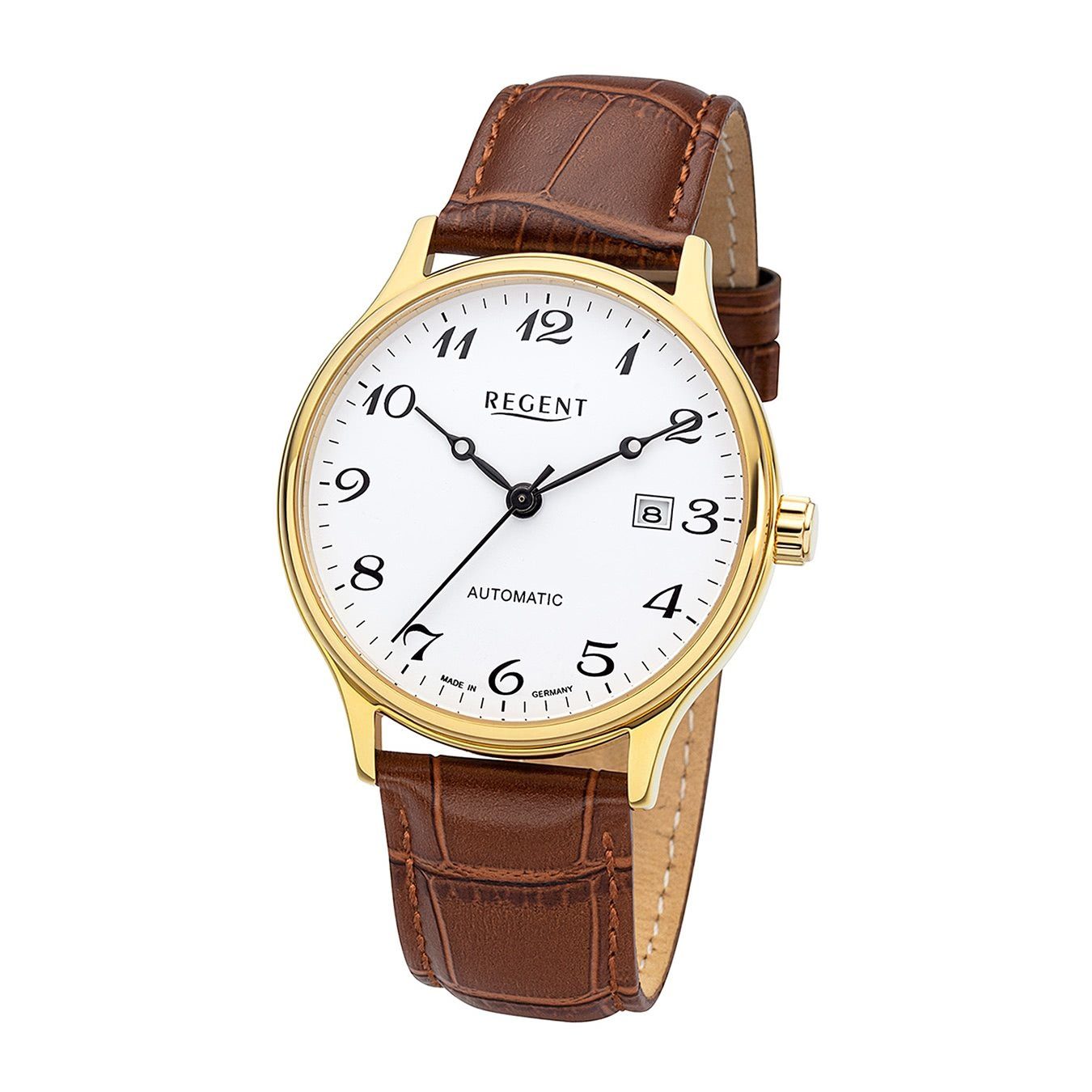 Fashion Armbanduhr 40mm), Quarzuhr rund, Regent (ca. Edelstahl, Analoganzeige, Regent Herren groß Armbanduhr Herren