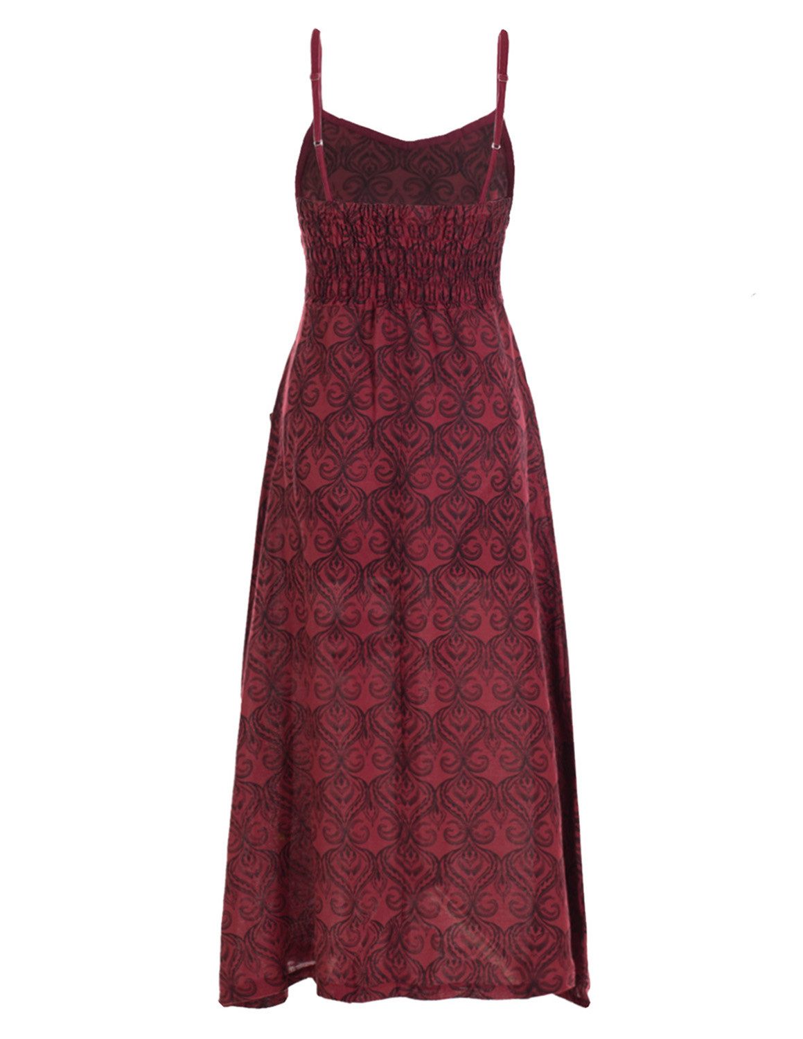 Vishes Sommerkleid Langes Kleid Baumwolle Ornament Print Spaghettiträger Alternative Mode, Boho, Hippie, Ethno, Festival