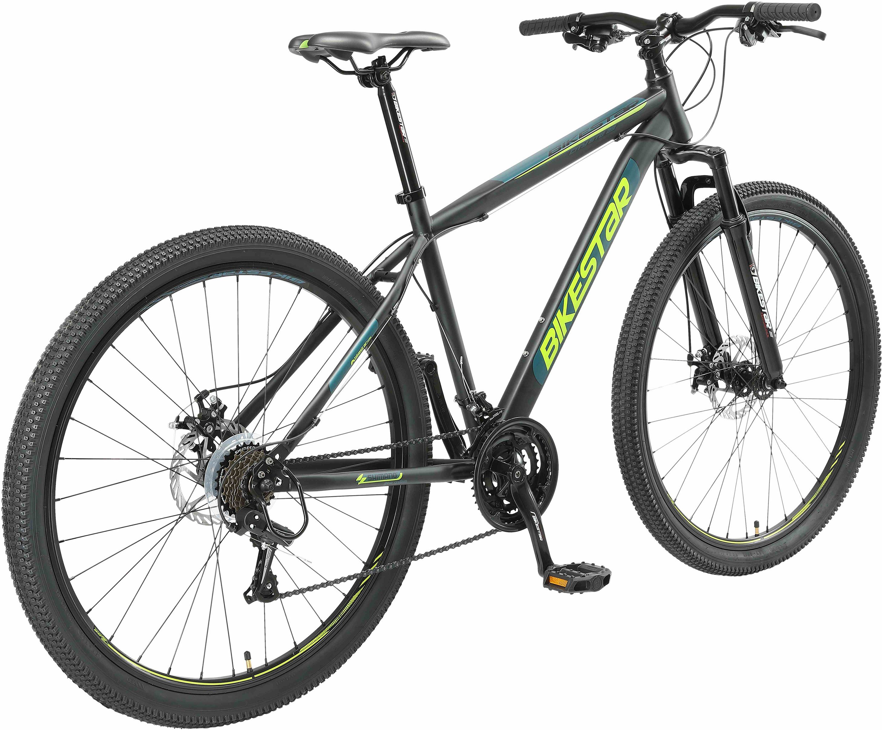 Bikestar Mountainbike, 21 Gang Shimano RD-TY300 Schaltwerk, Kettenschaltung, für Damen und Herren, Kettenschaltung